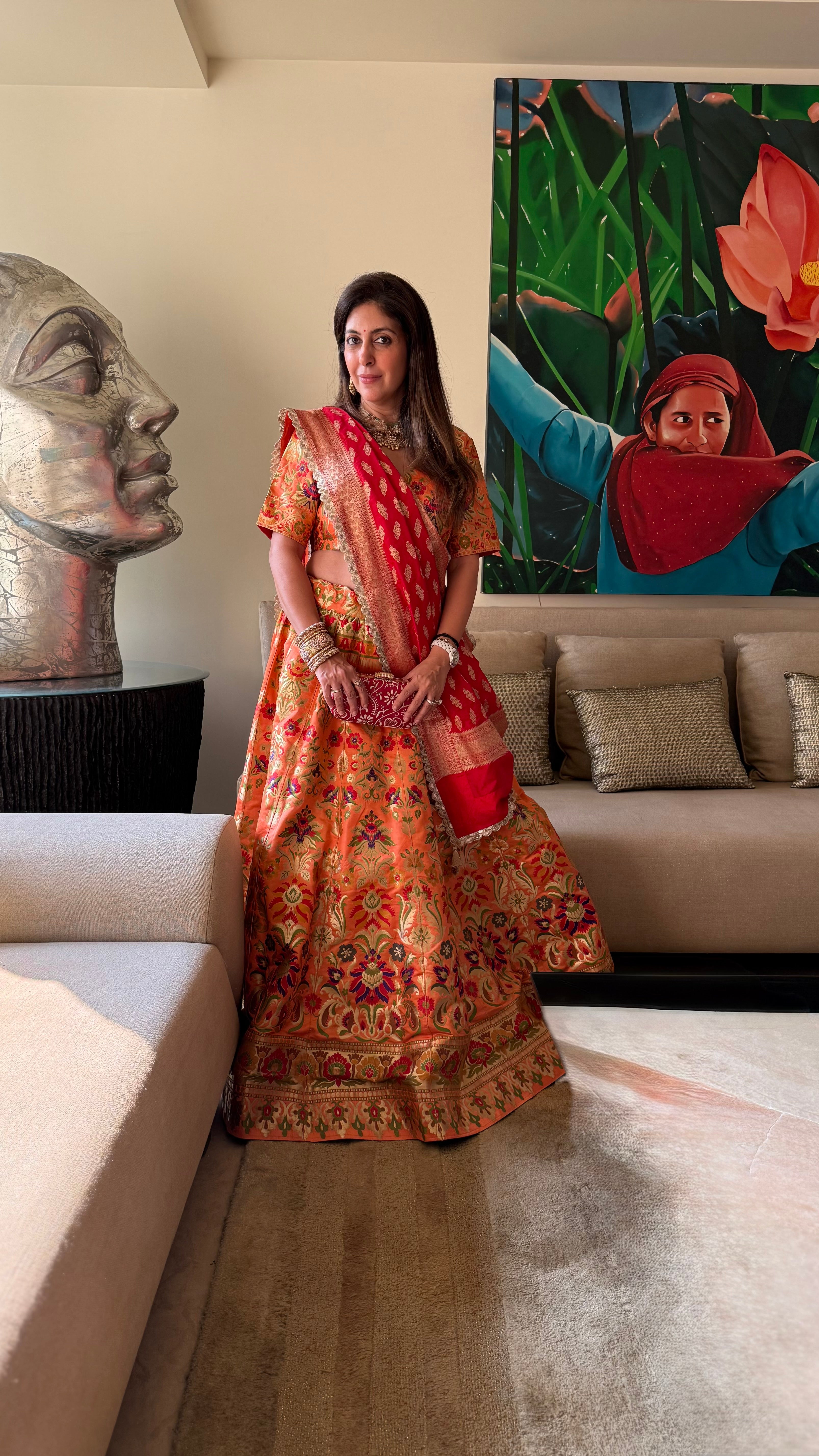 Orange & Red Niamat Ghaghra set