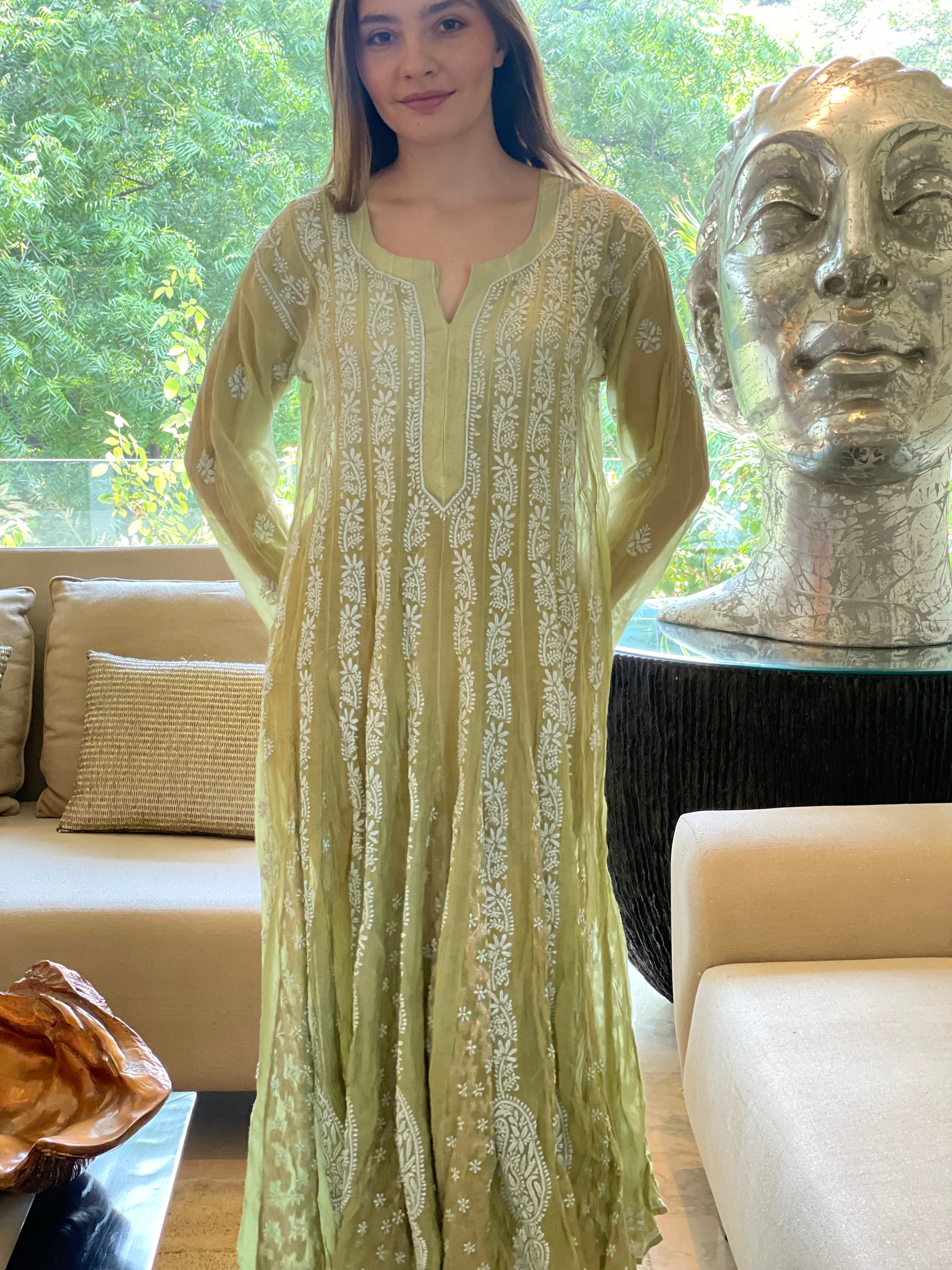Sage Bano Mul Chanderi Anarkali With Brocade