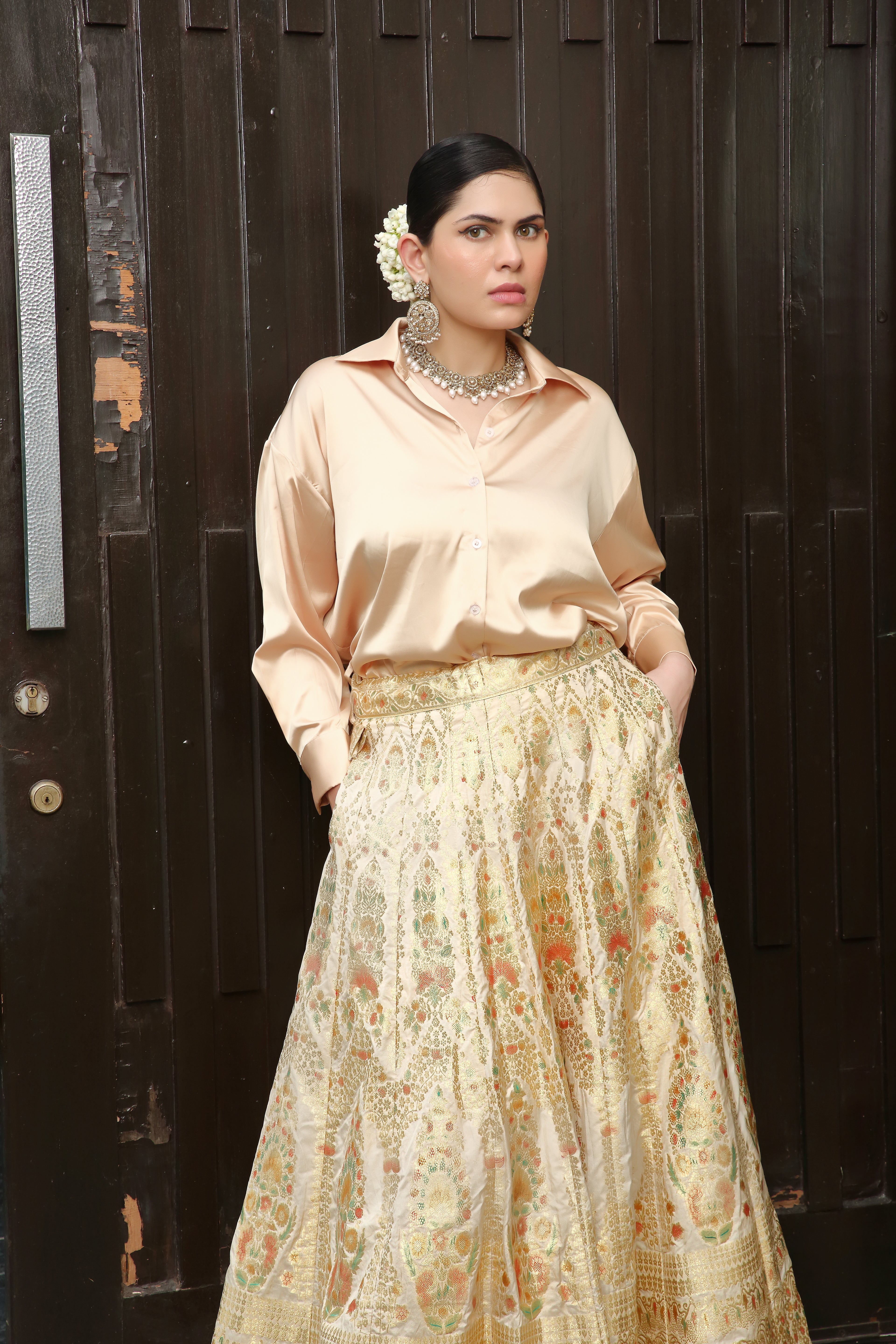 Alia multi & Gold Ghaghra