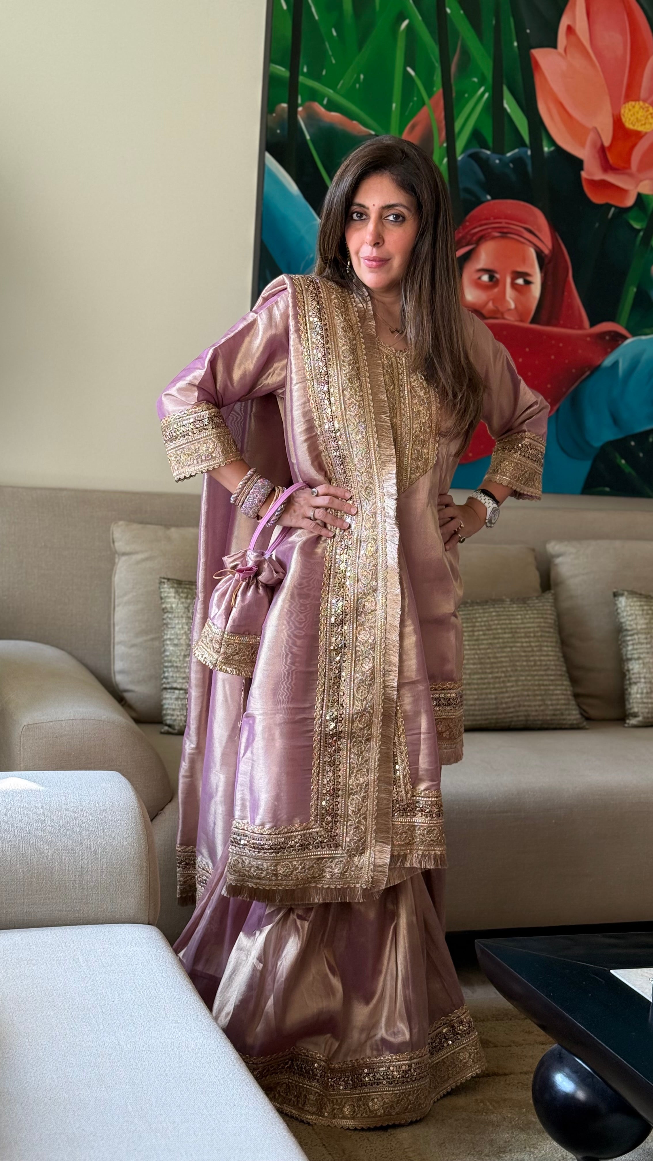 Lilac Noor Jahan Gharara set