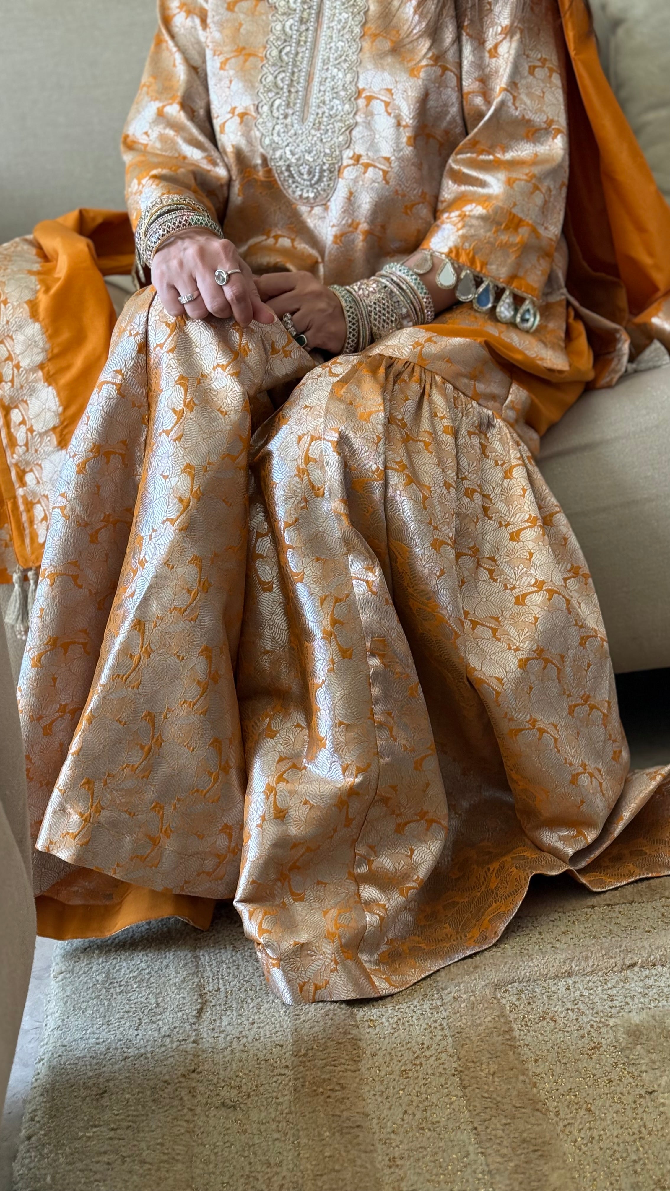 Mustard Gold Noori Gharara brocade set