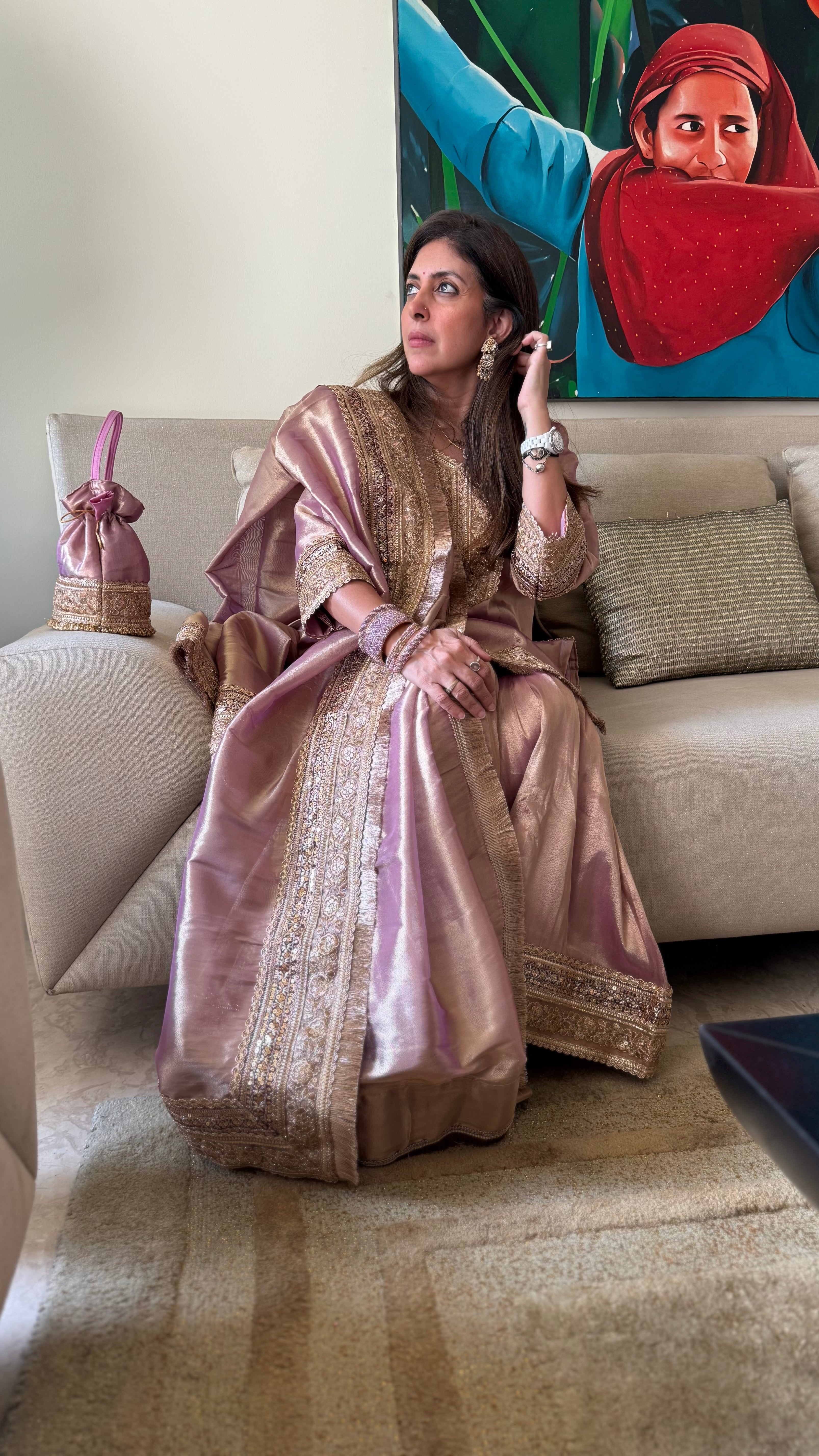 Lilac Noor Jahan Gharara set