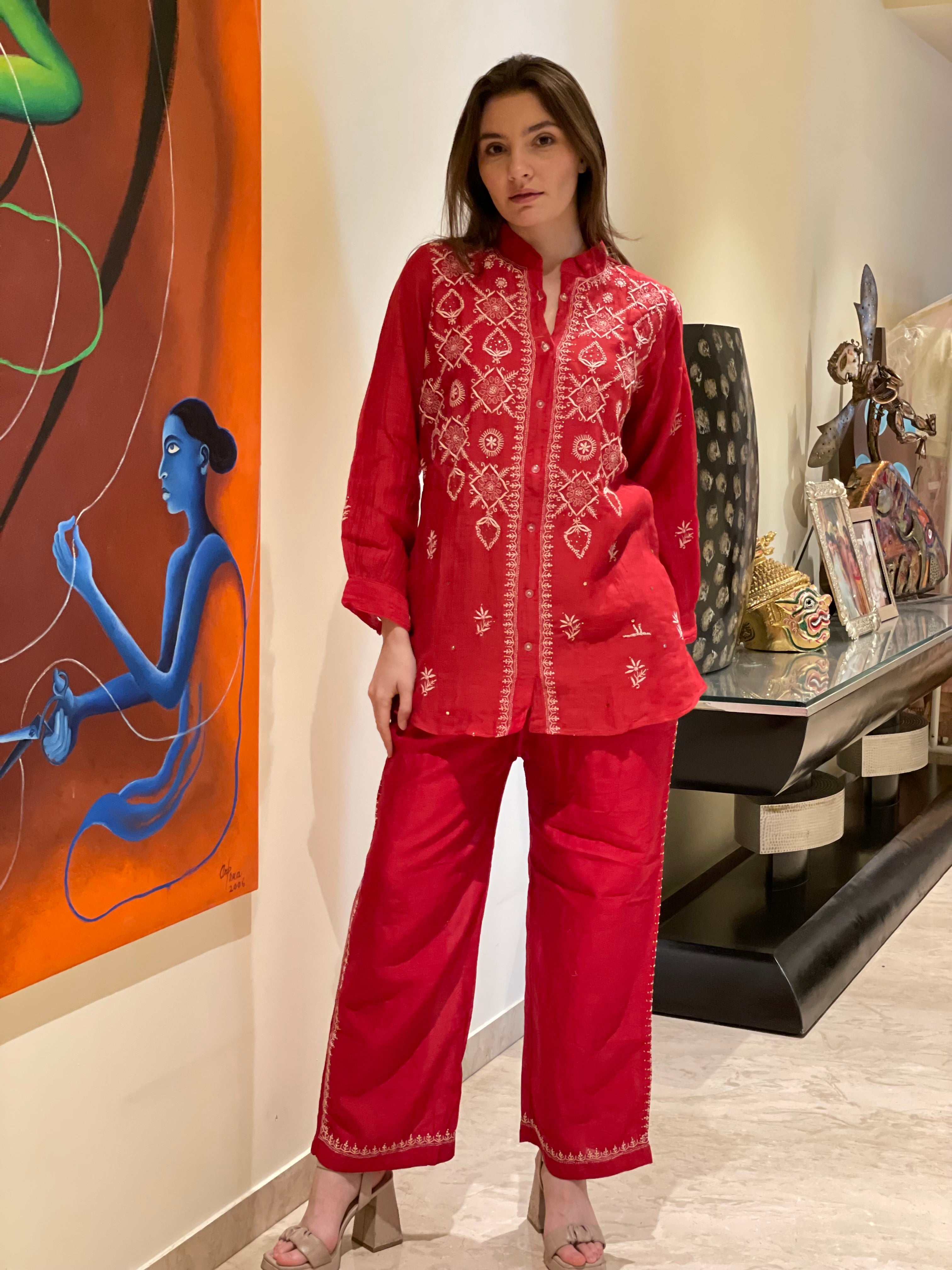 Red Kajal Co Ord Set