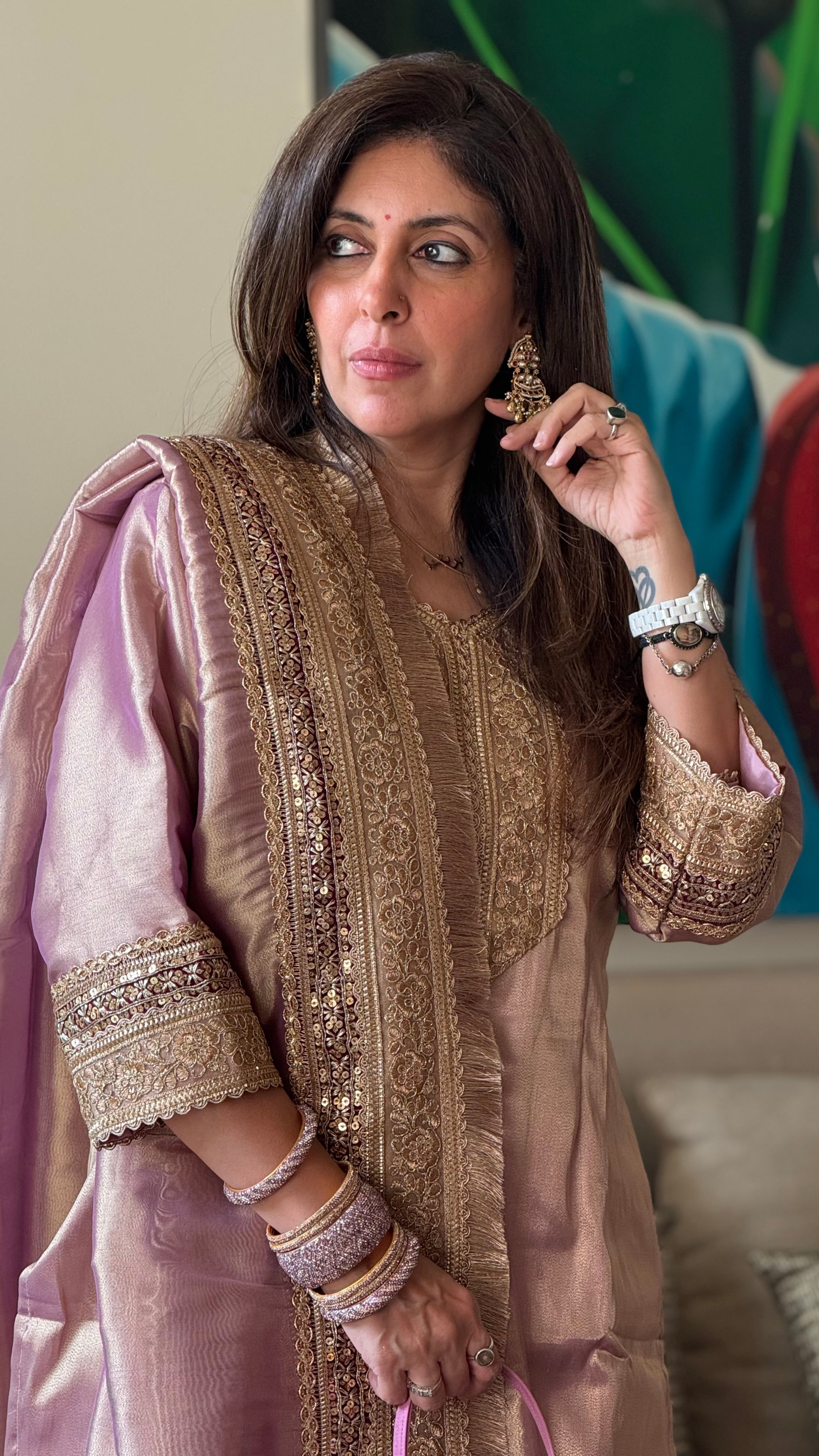 Lilac Noor Jahan Gharara set