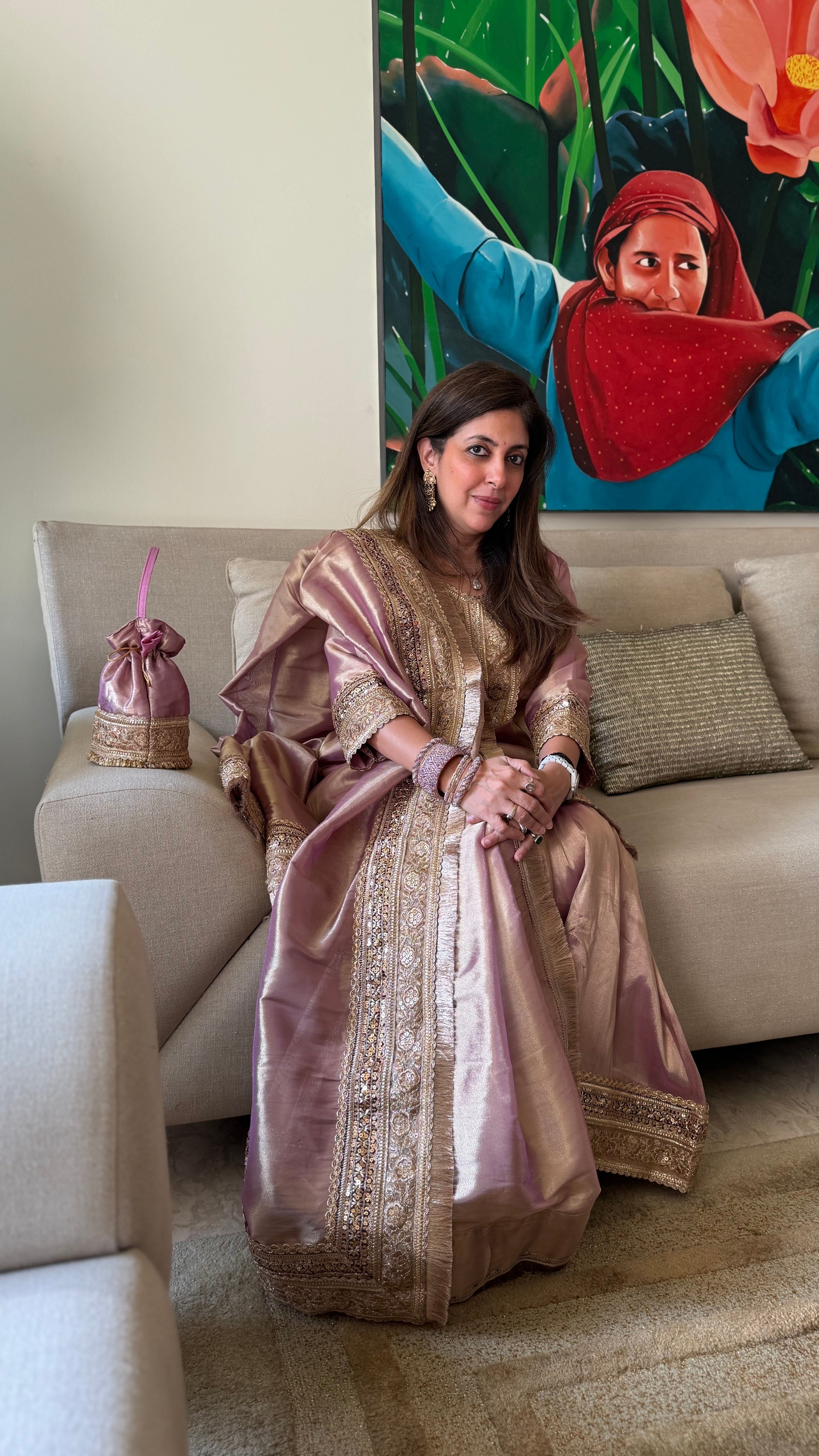 Lilac Noor Jahan Gharara set