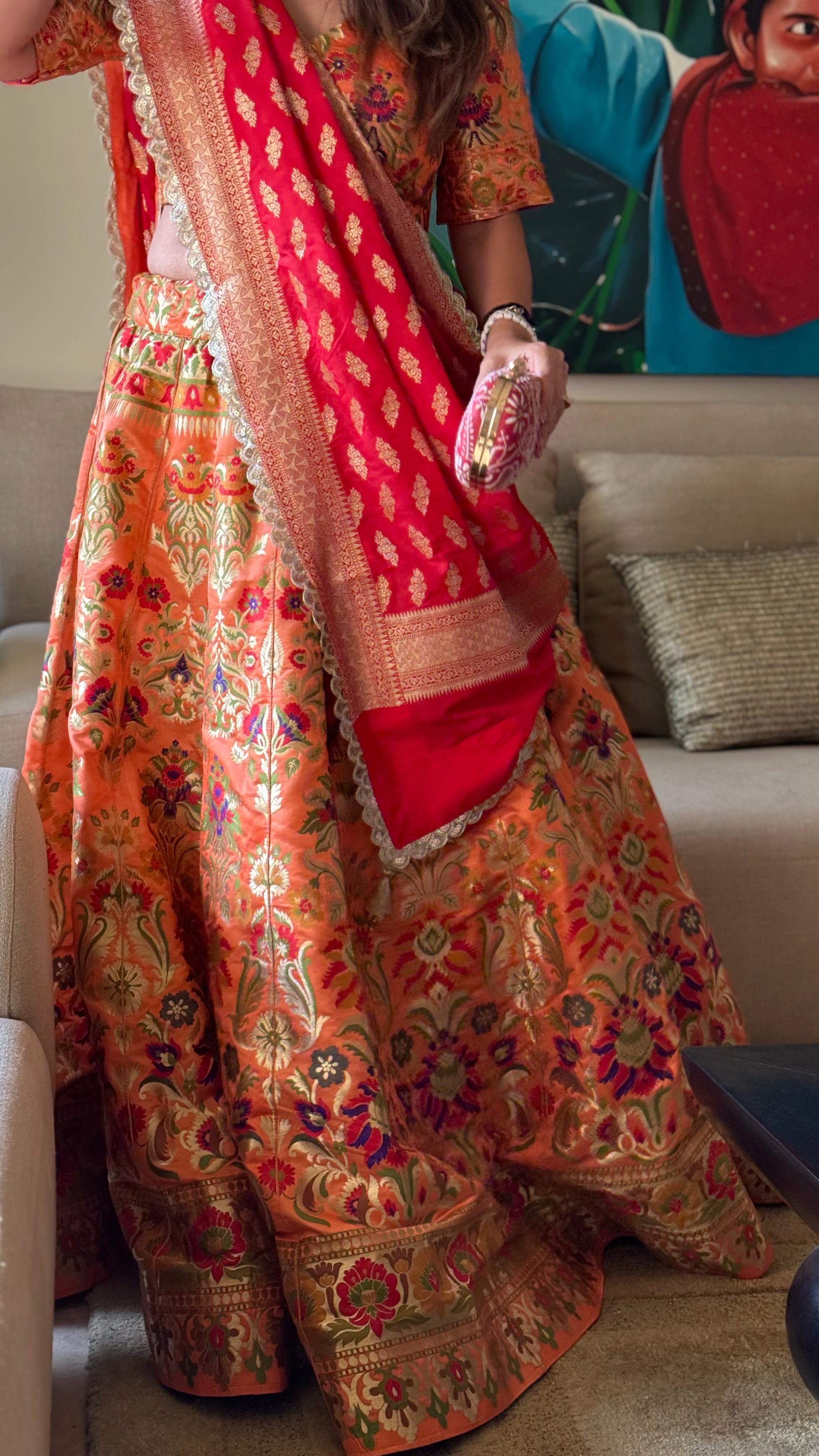 Orange & Red Niamat Ghaghra set