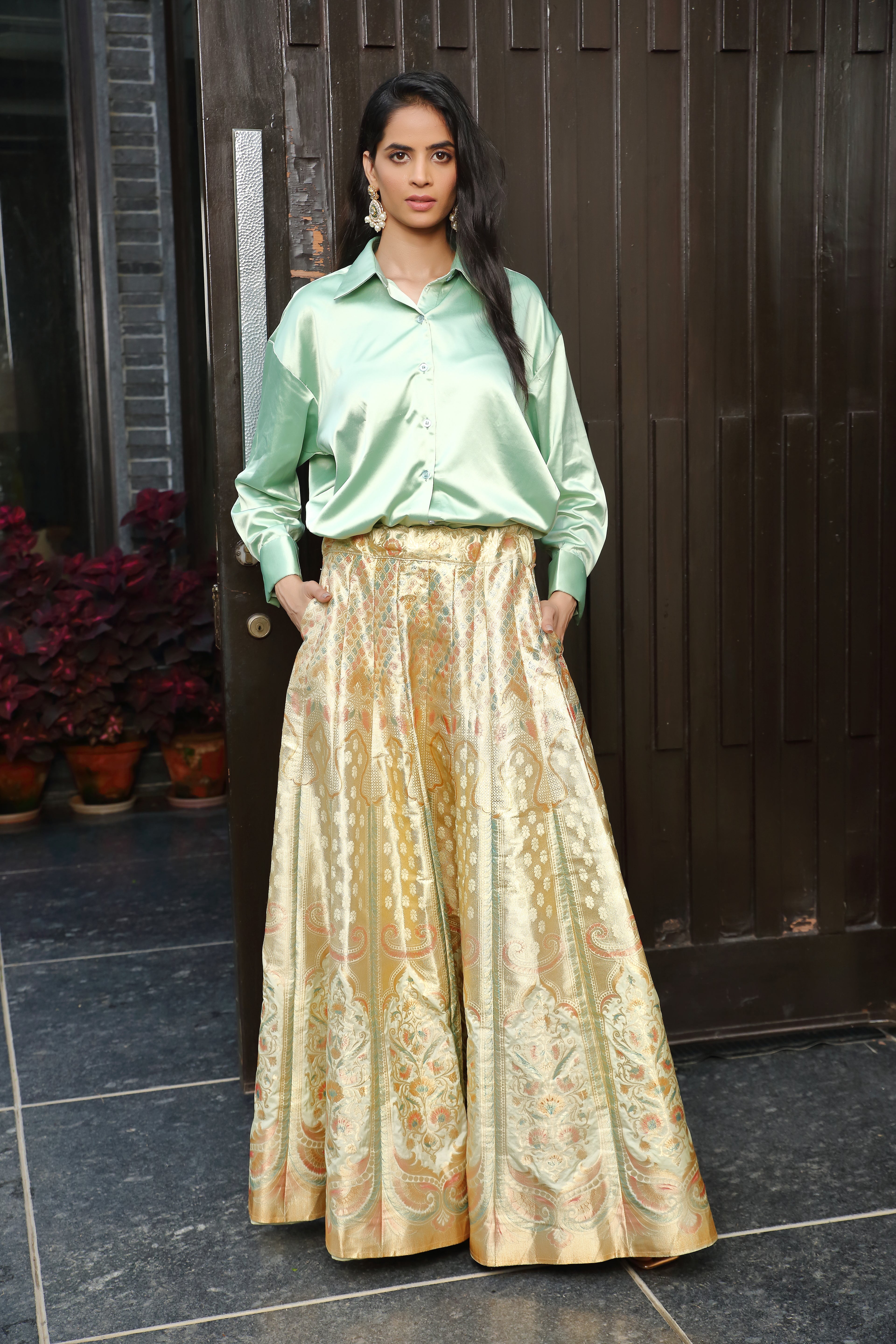 Alia Mint & Gold Ghaghra