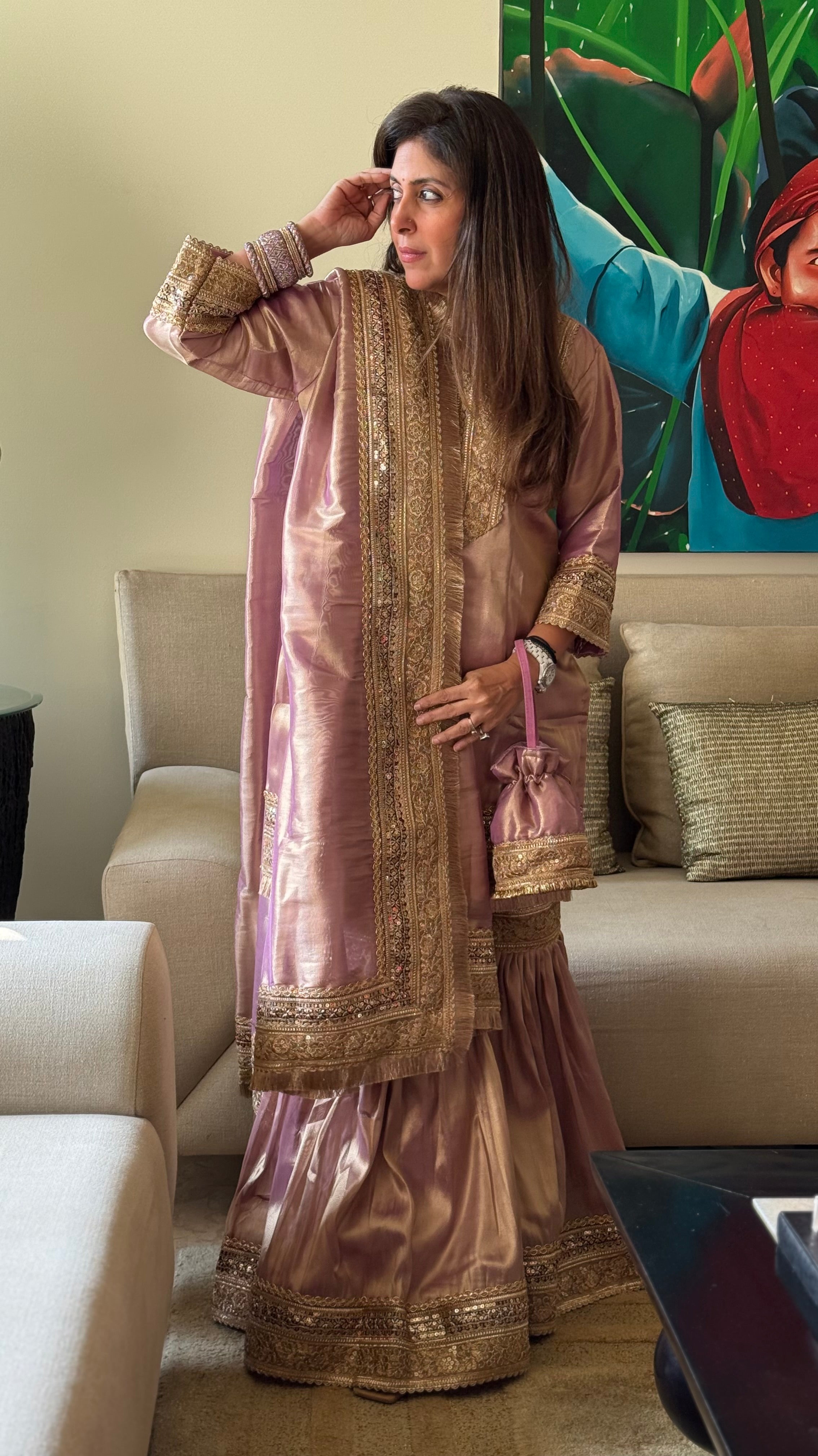 Lilac Noor Jahan Gharara set