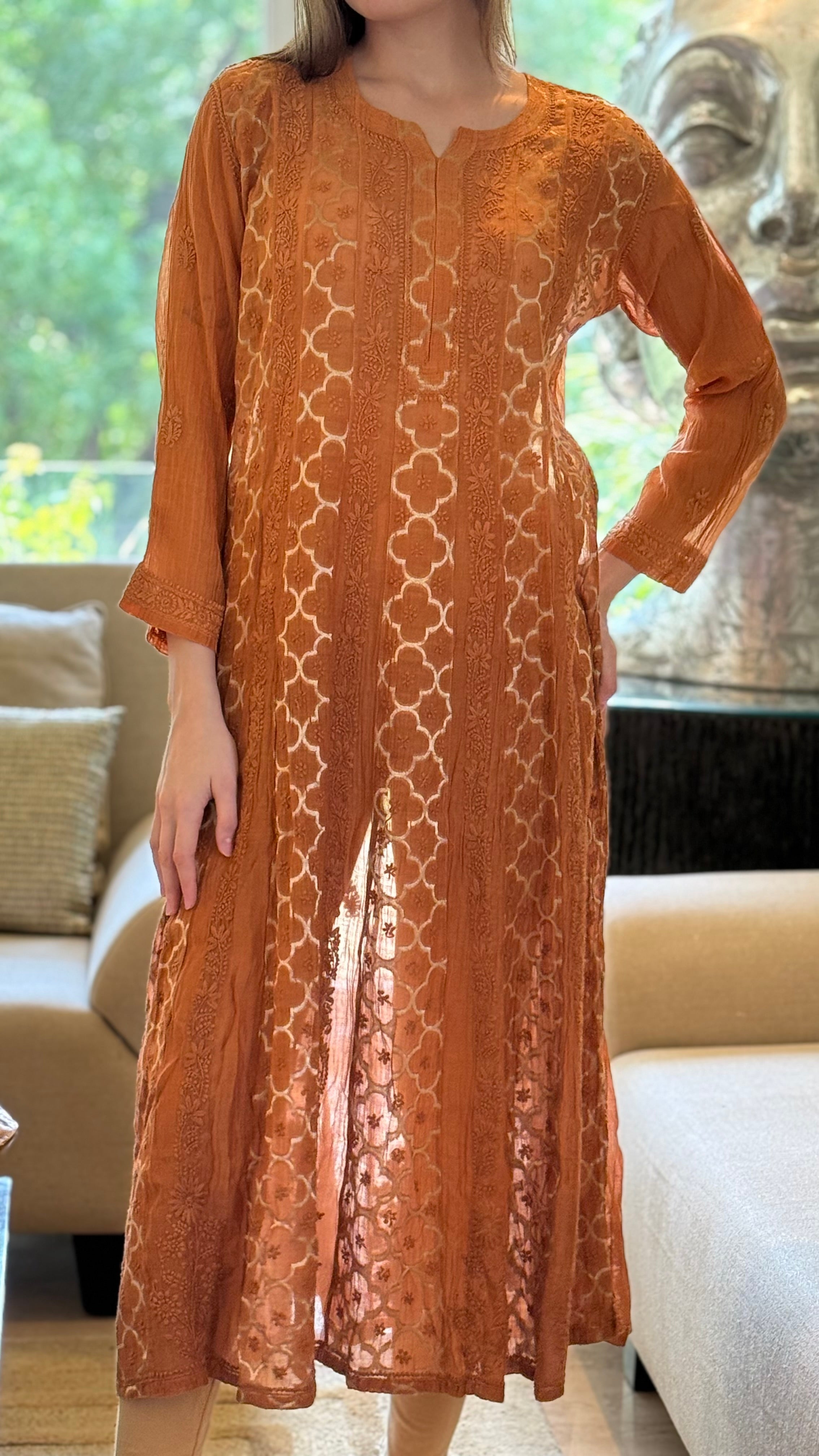 Gold Anish Kaleedar With Brocade