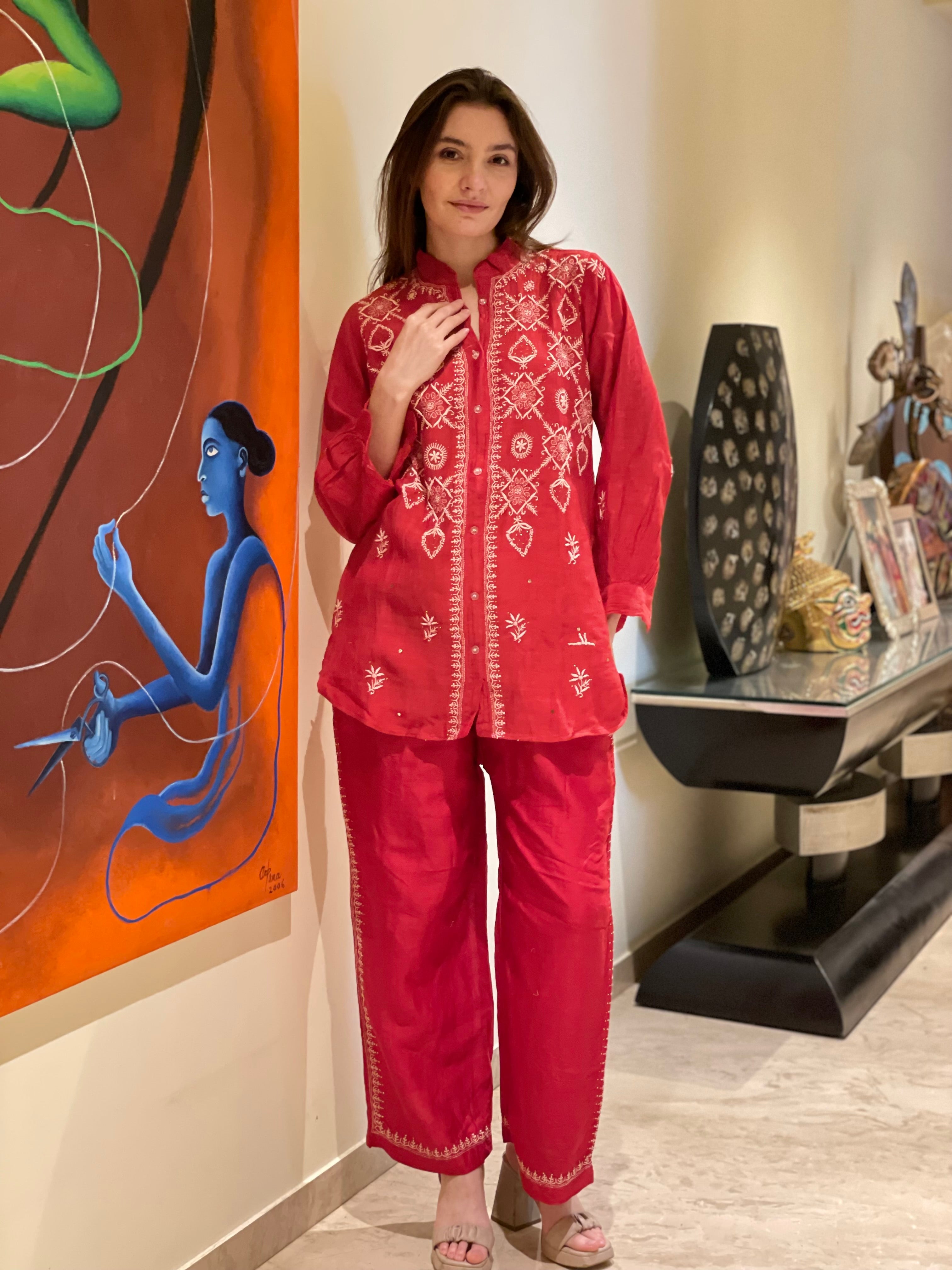 Red Kajal Co Ord Set