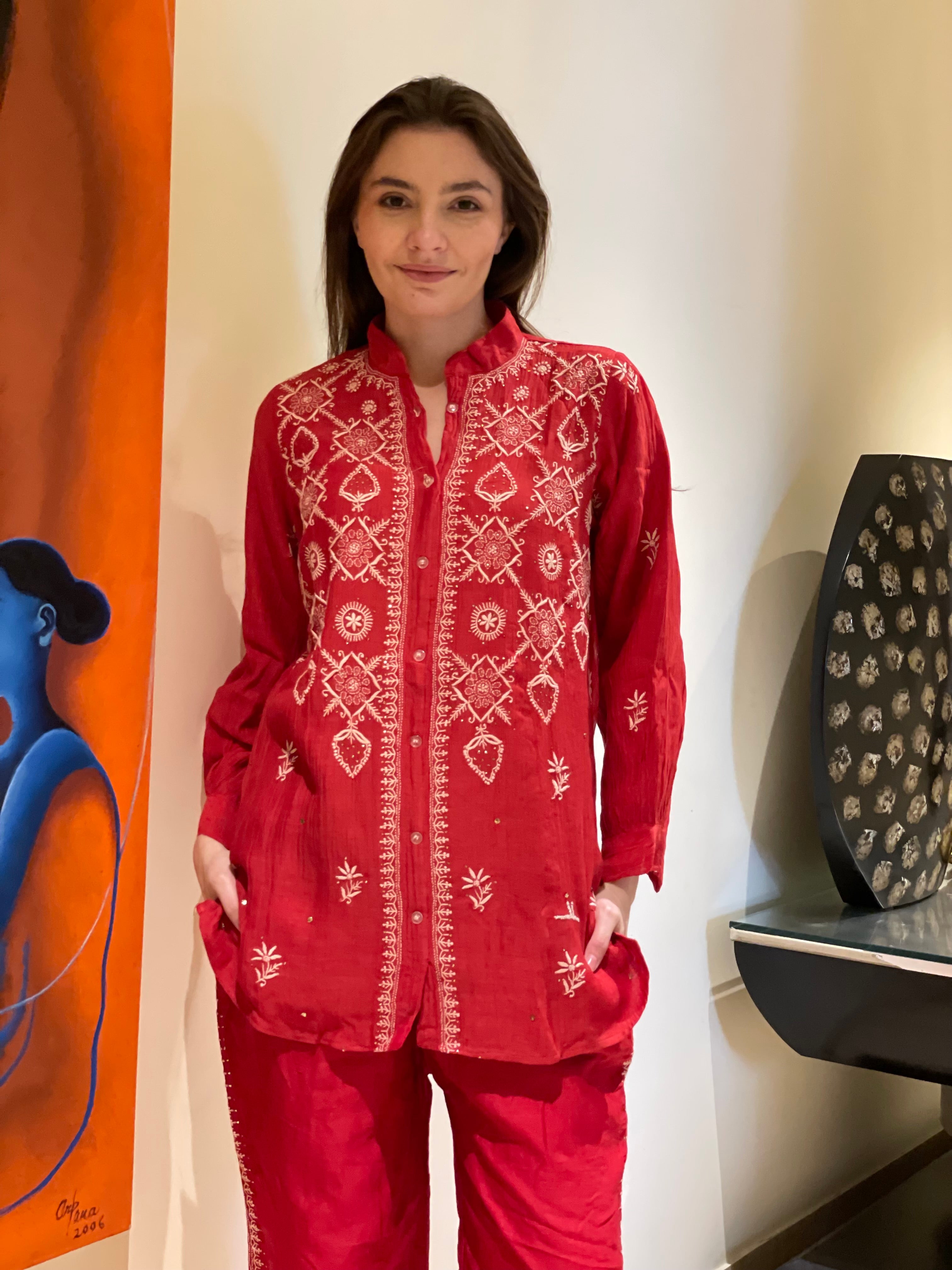 Red Kajal Co Ord Set