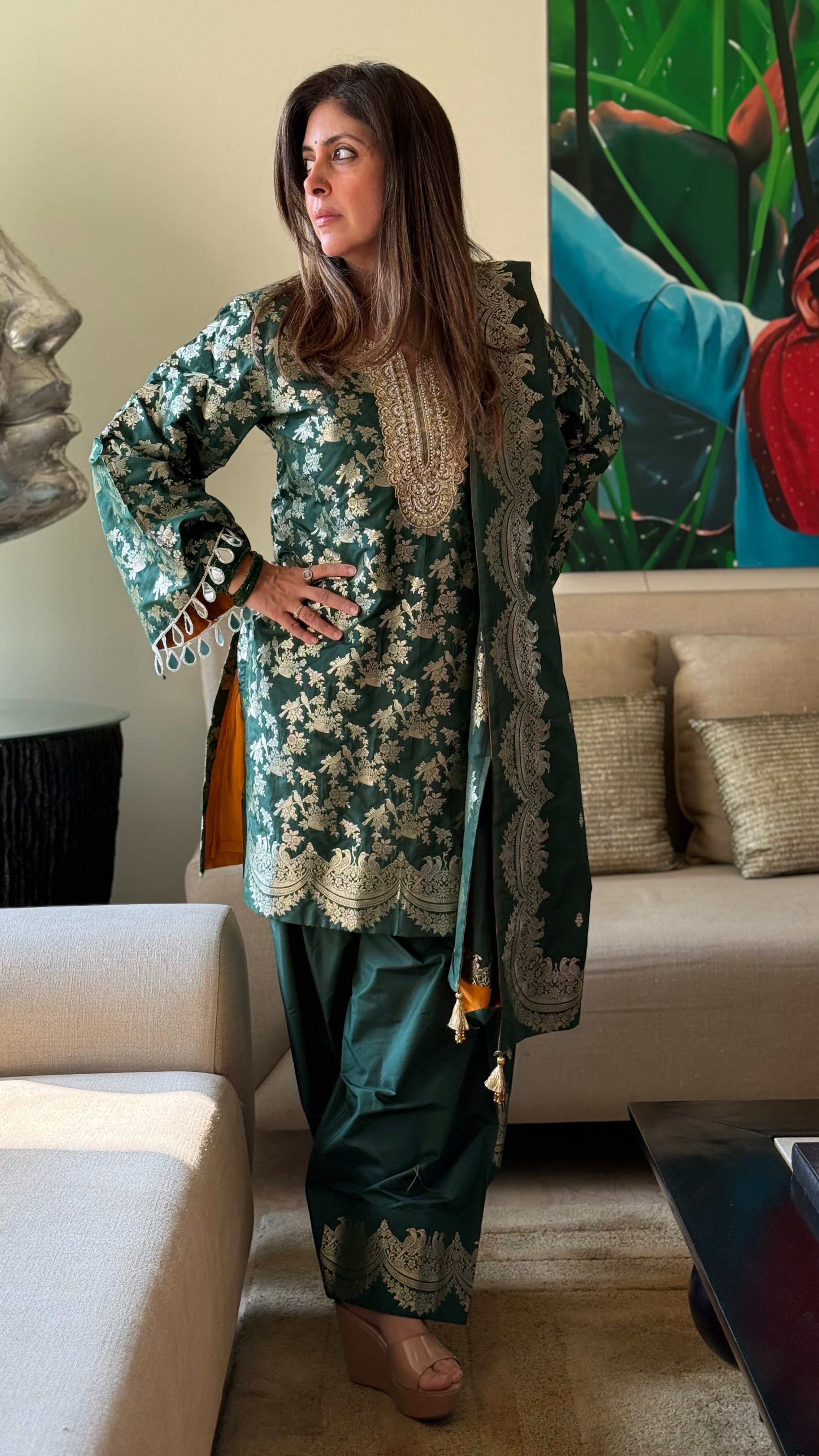 Nysa Green Farshi Set