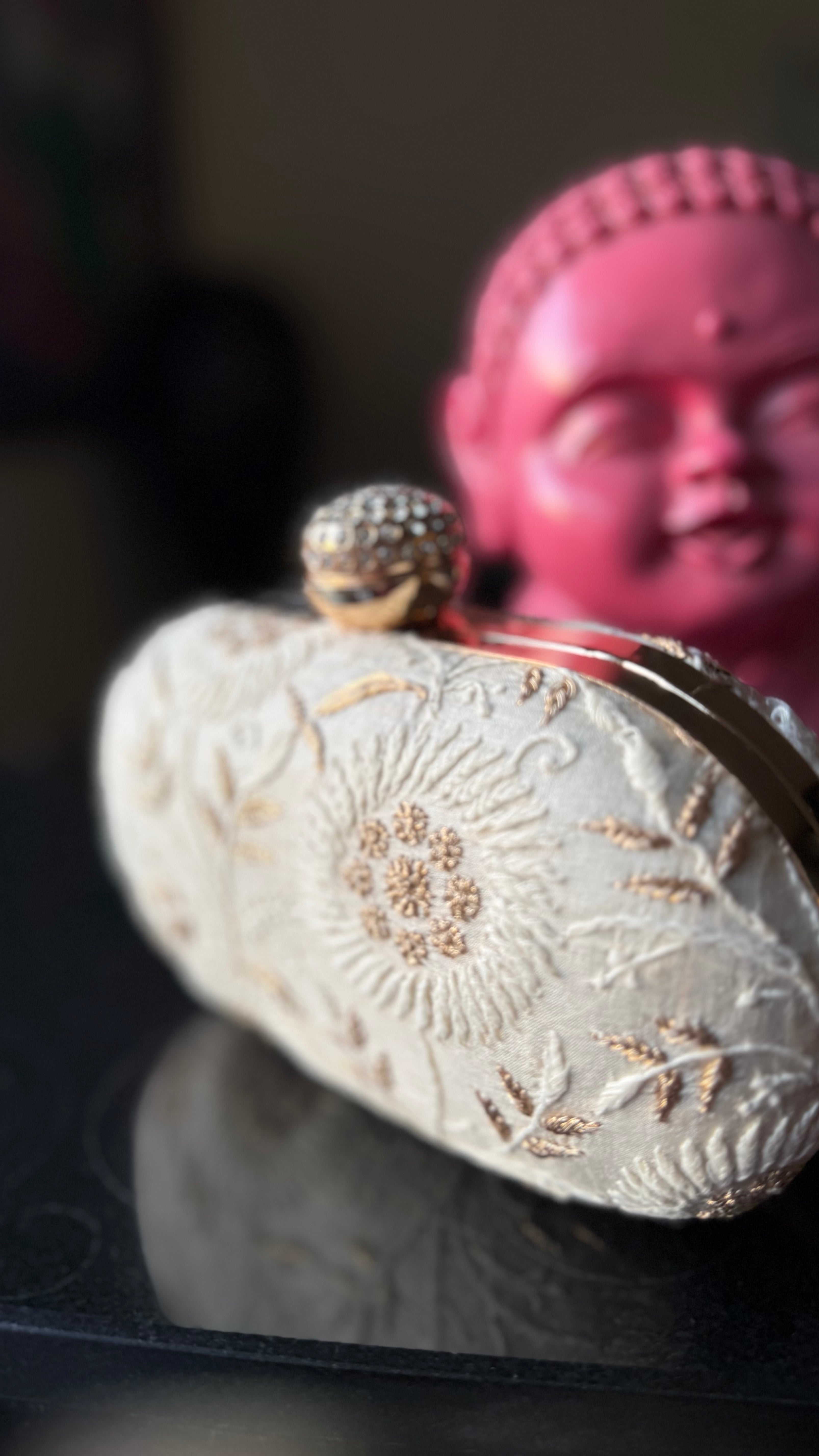 Ice Blue Ameera Clutch With Lucknawi and Zari Emroidery
