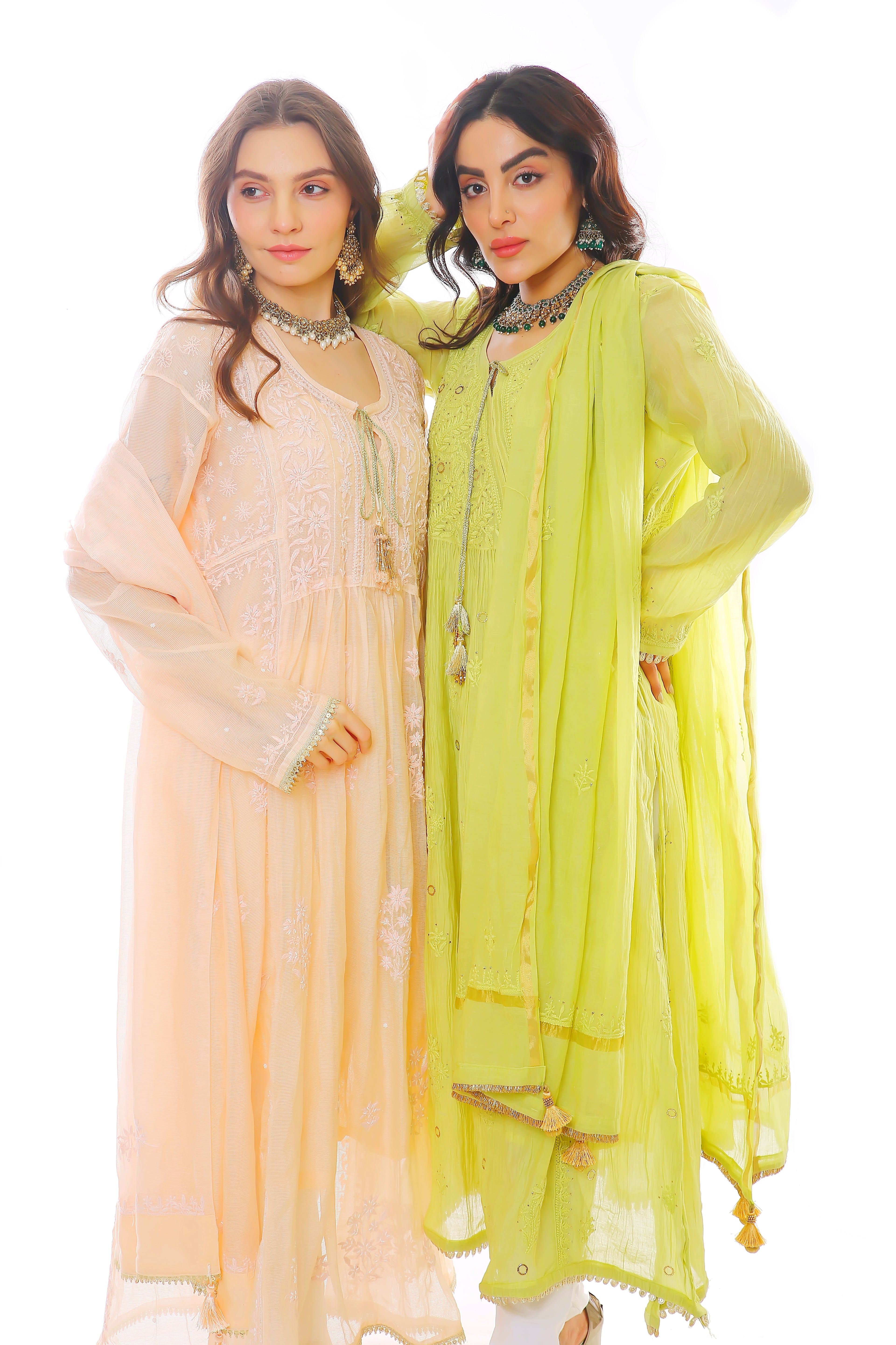 Green Mul Chanderi Raya Angrakha Set with Mukaish