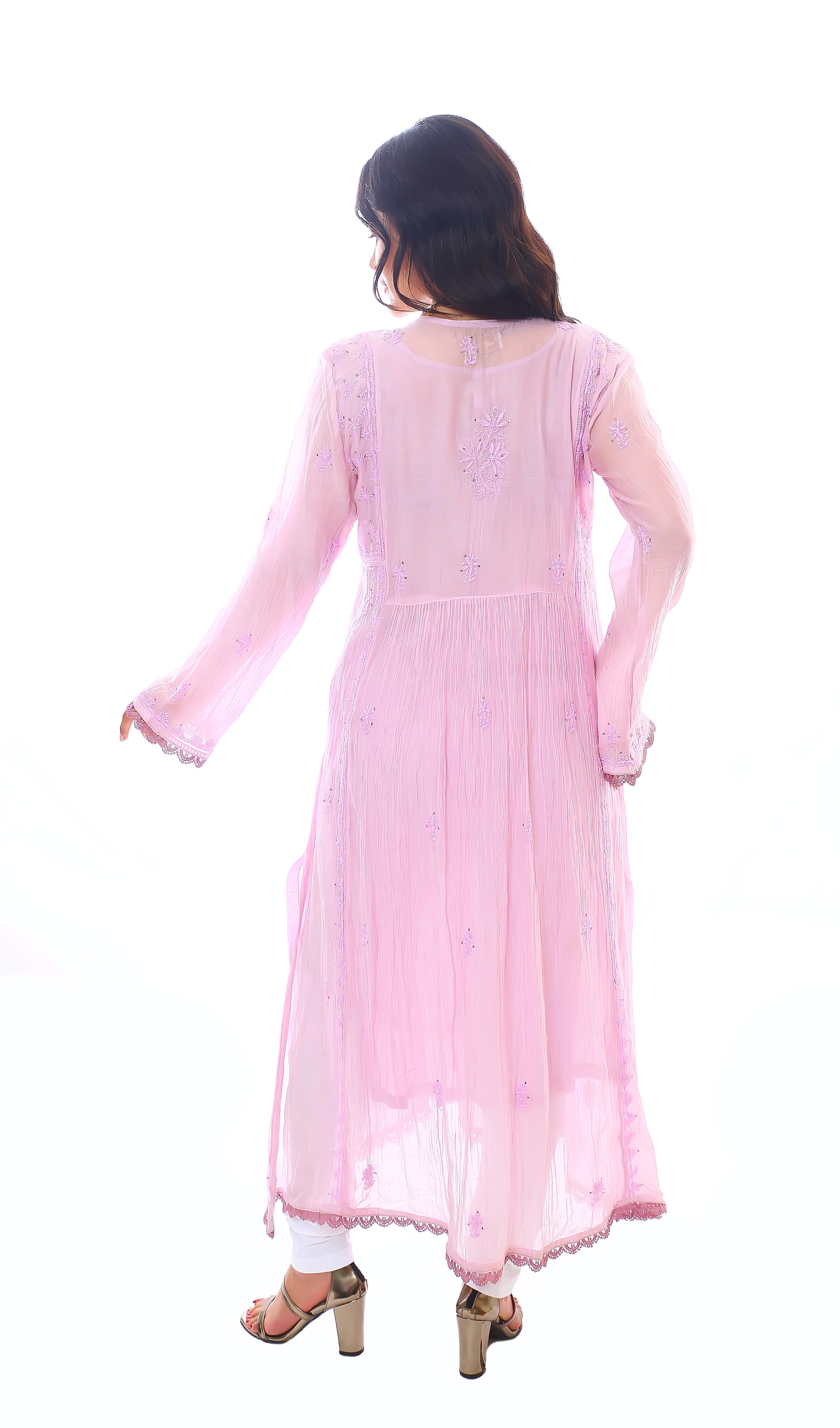 Lilac Mul Chanderi Bahaar Kurta Pant Dupatta Set with Mukaish