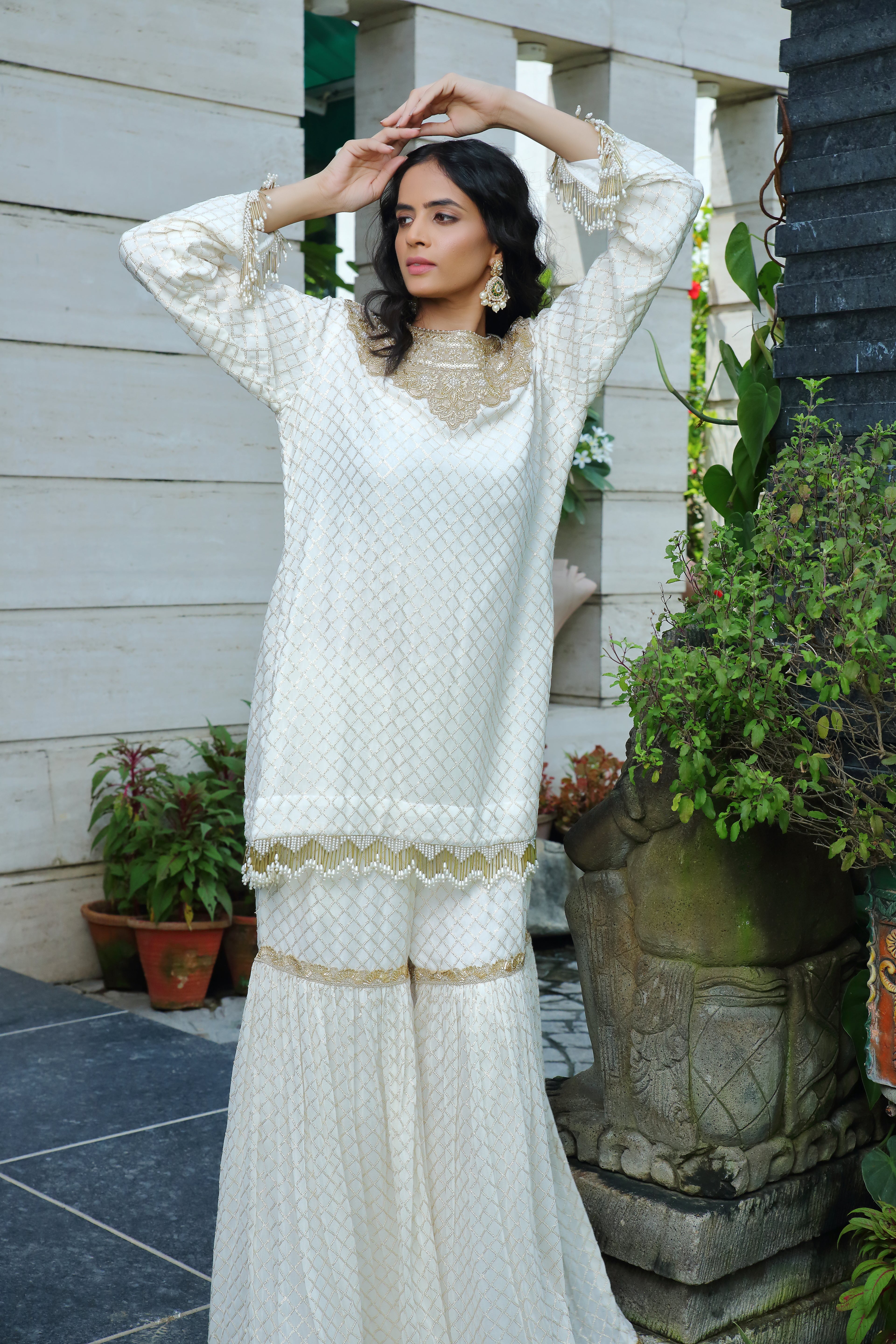 Meera Gharara-ivory gold