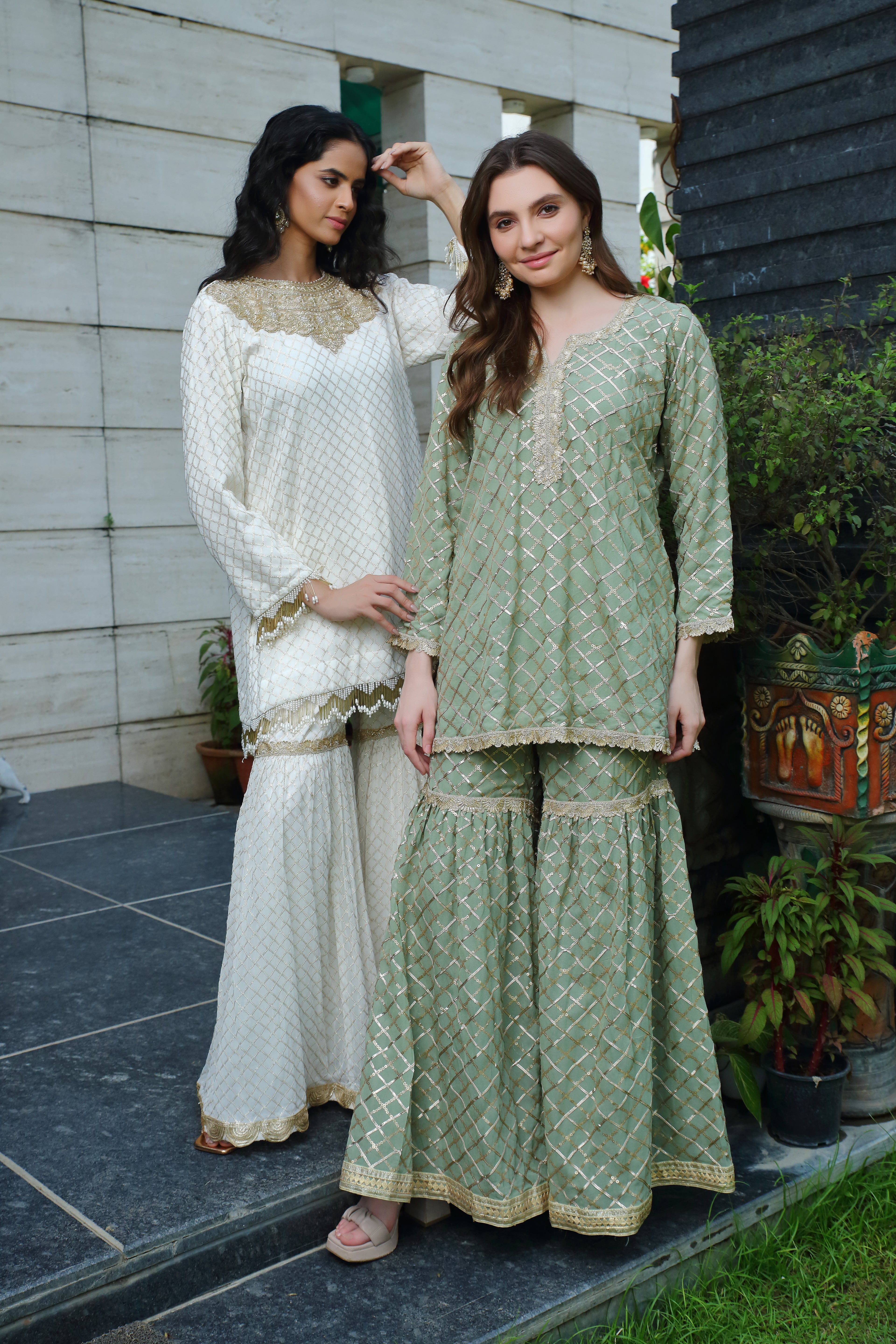 Meera Gharara-ivory gold