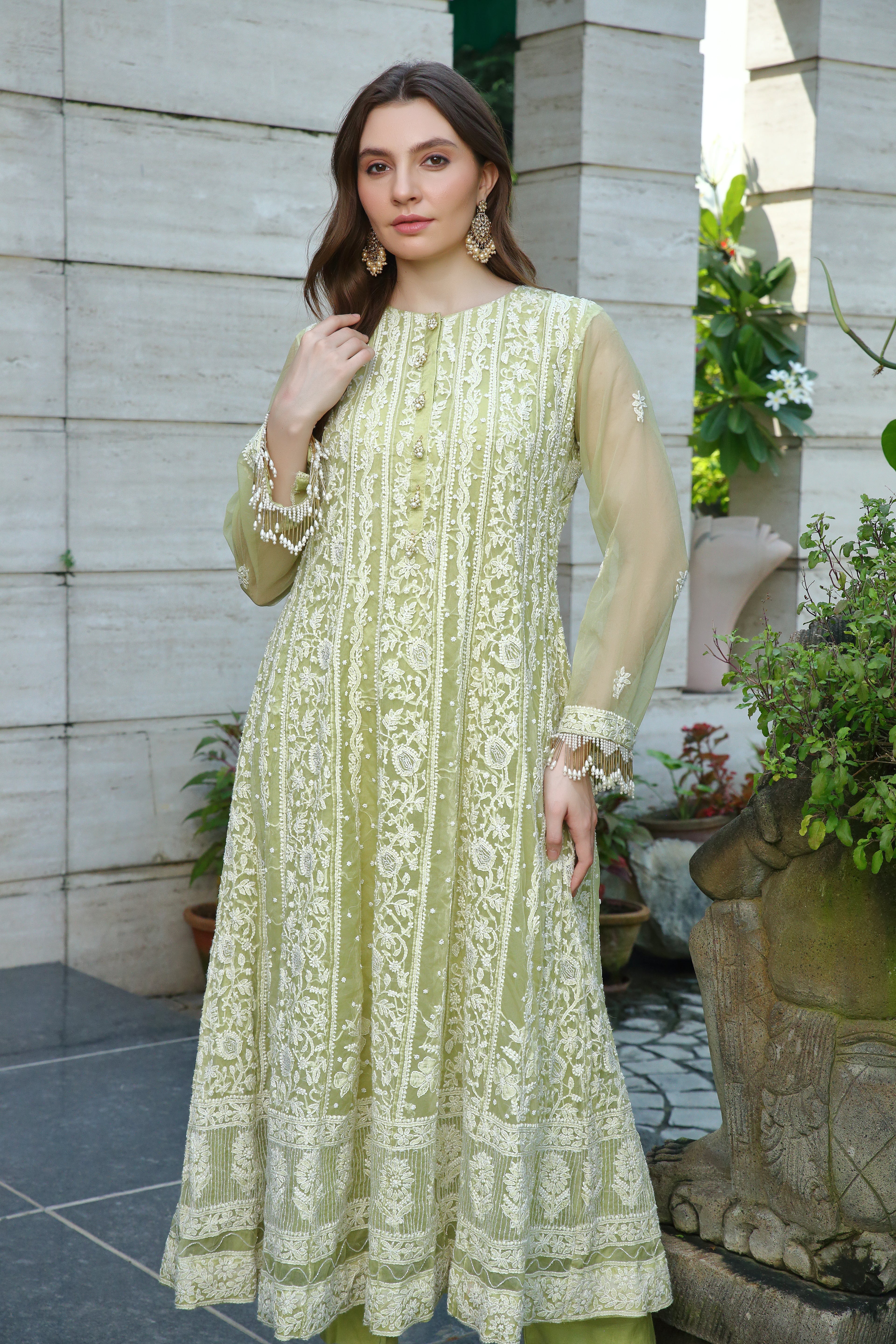 Tuhina Organza Anarkali-green