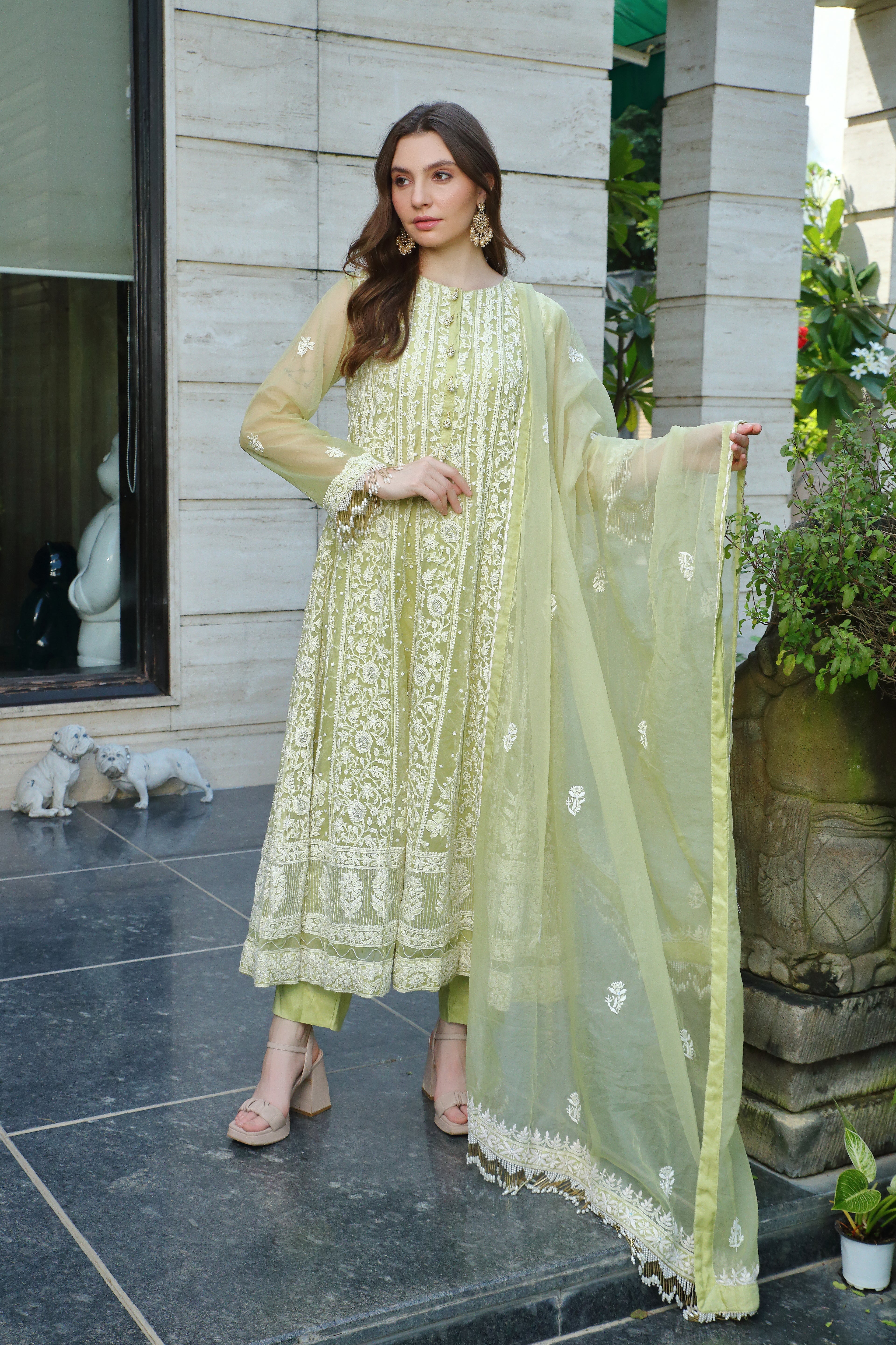Tuhina Organza Anarkali-green
