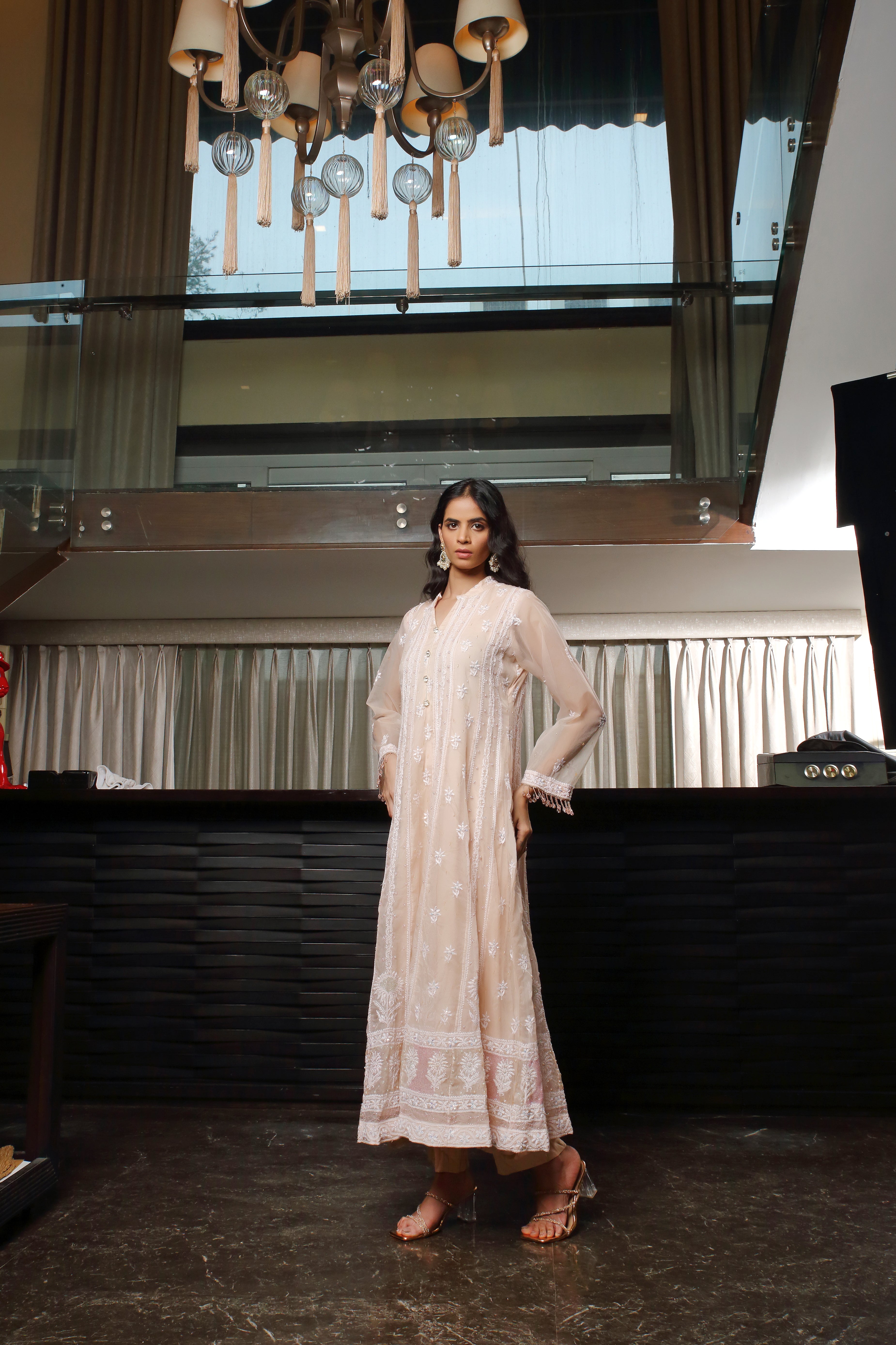 Tuhina Organza Anarkali-nude
