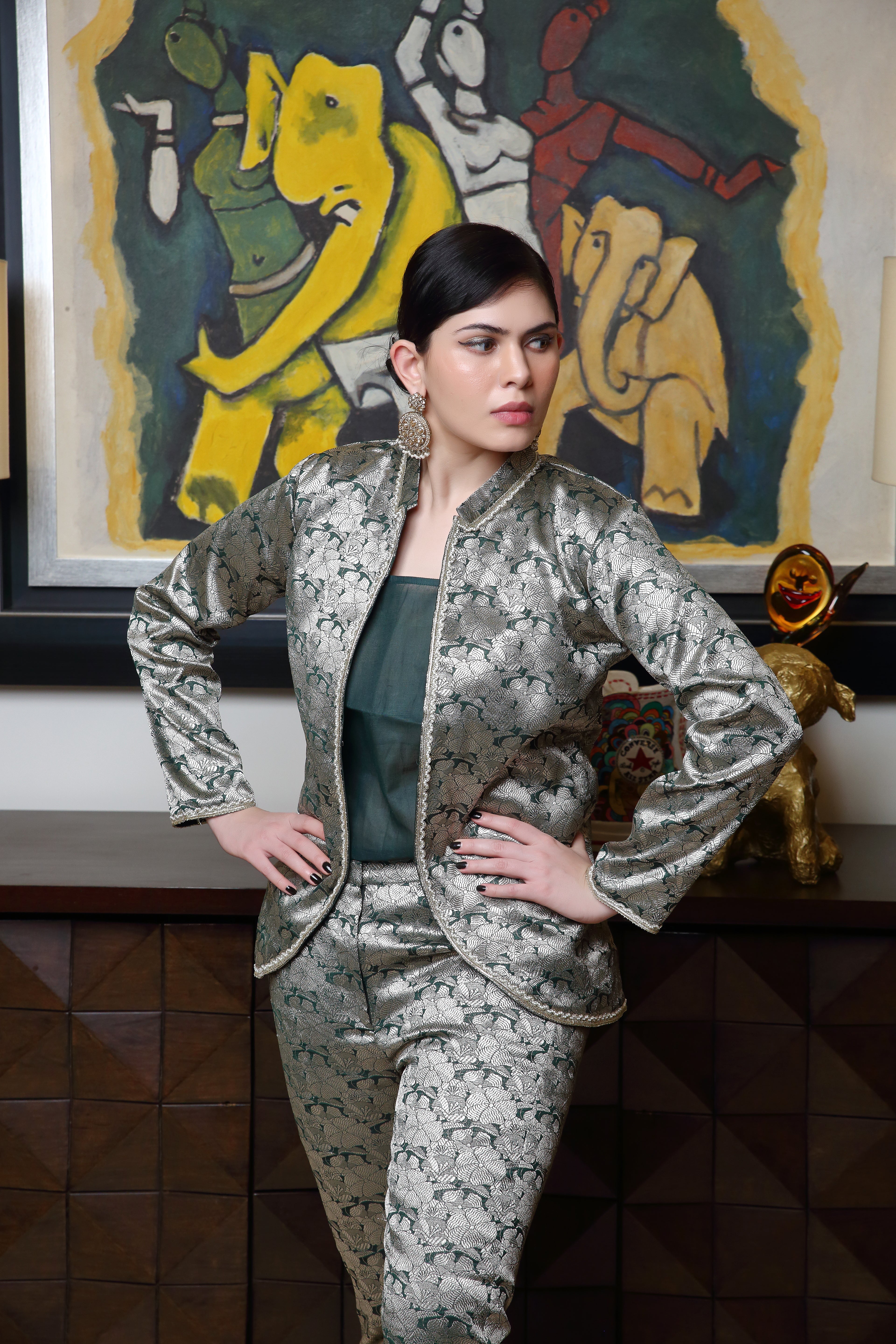 Kayla - jacket & pant set- green