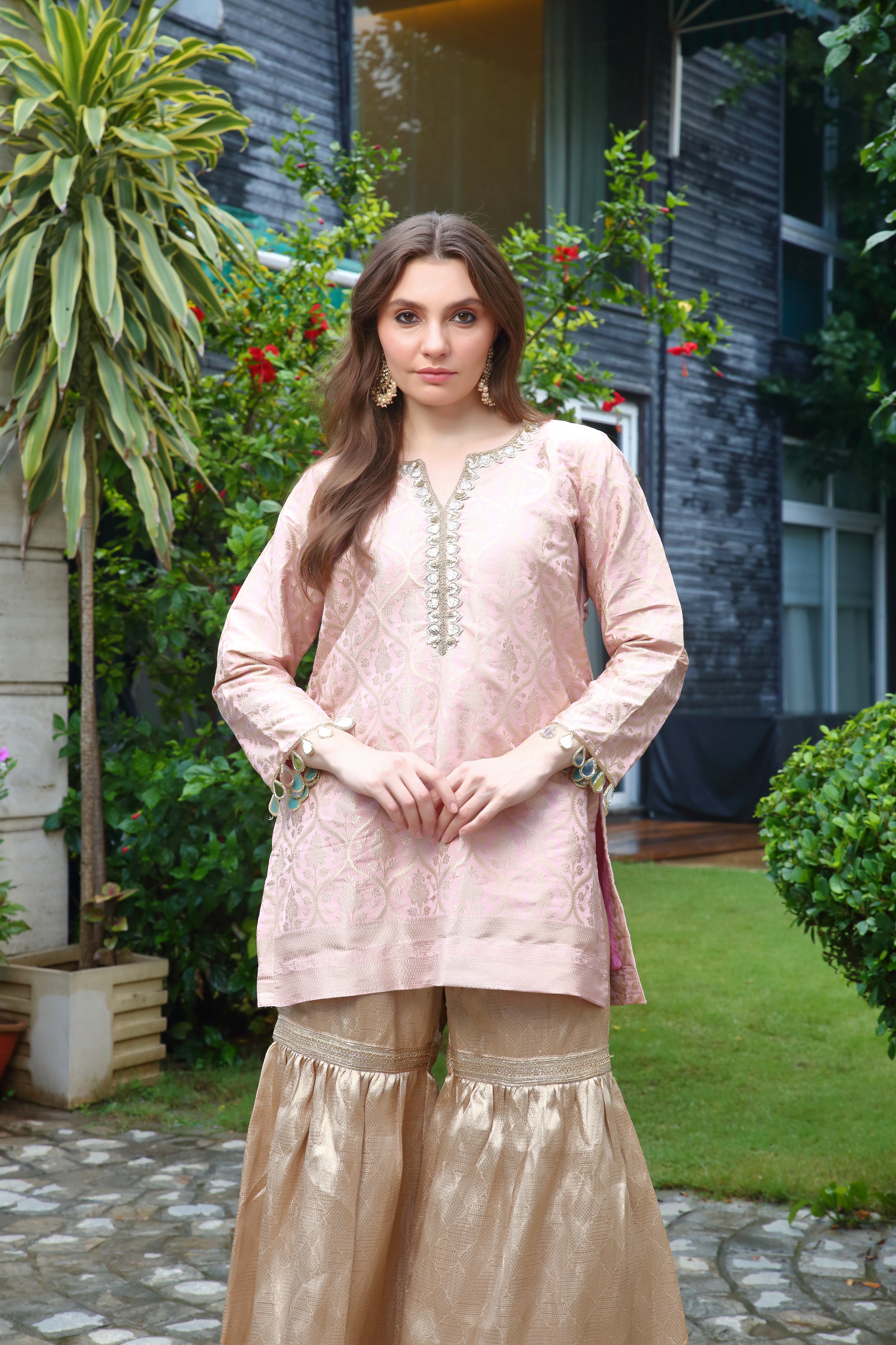Ishq tissue gharara- pink