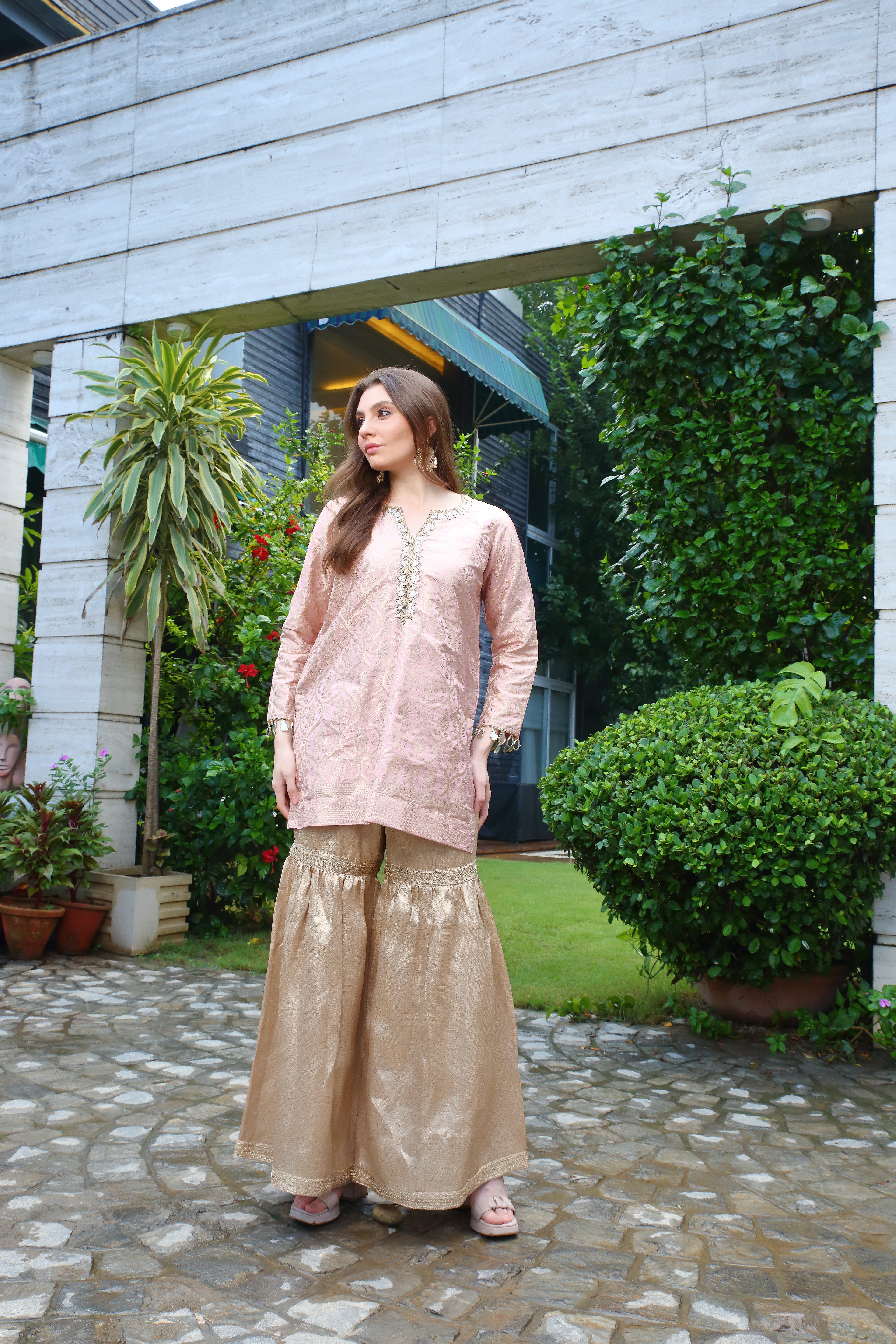 Ishq tissue gharara- pink