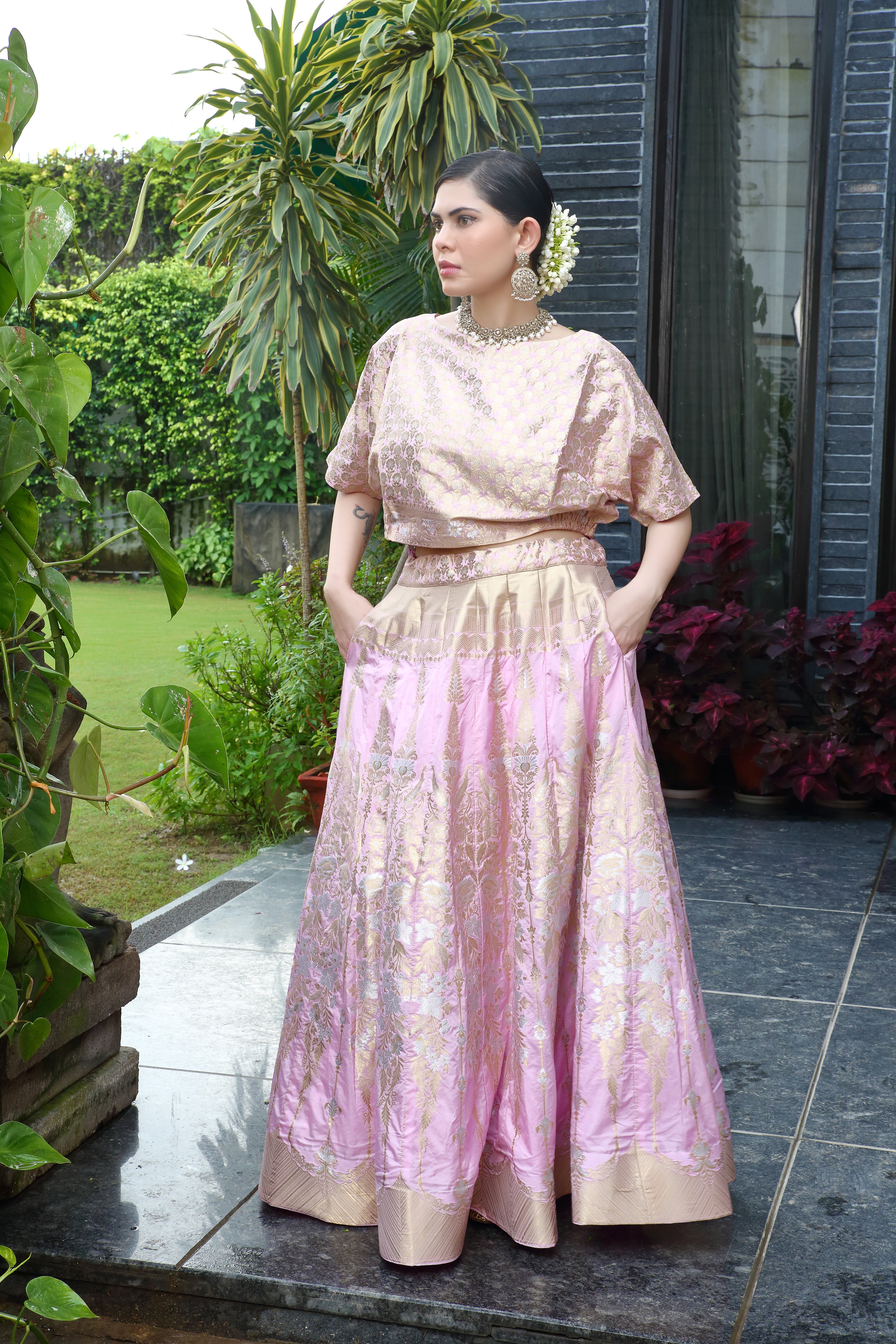 Pink & Gold Niamat Ghaghra Set