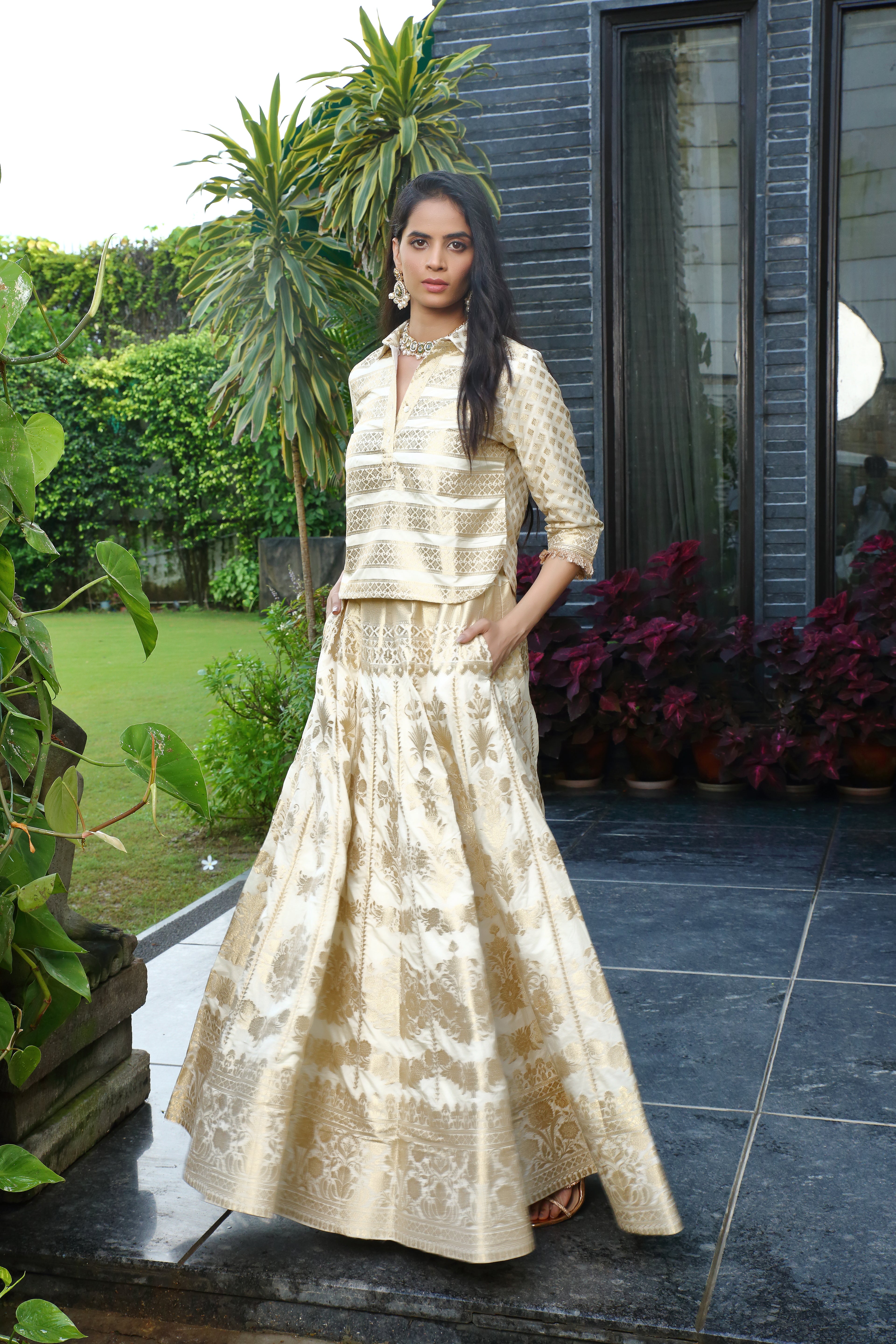 Ivory & Gold Niamat Ghaghra set