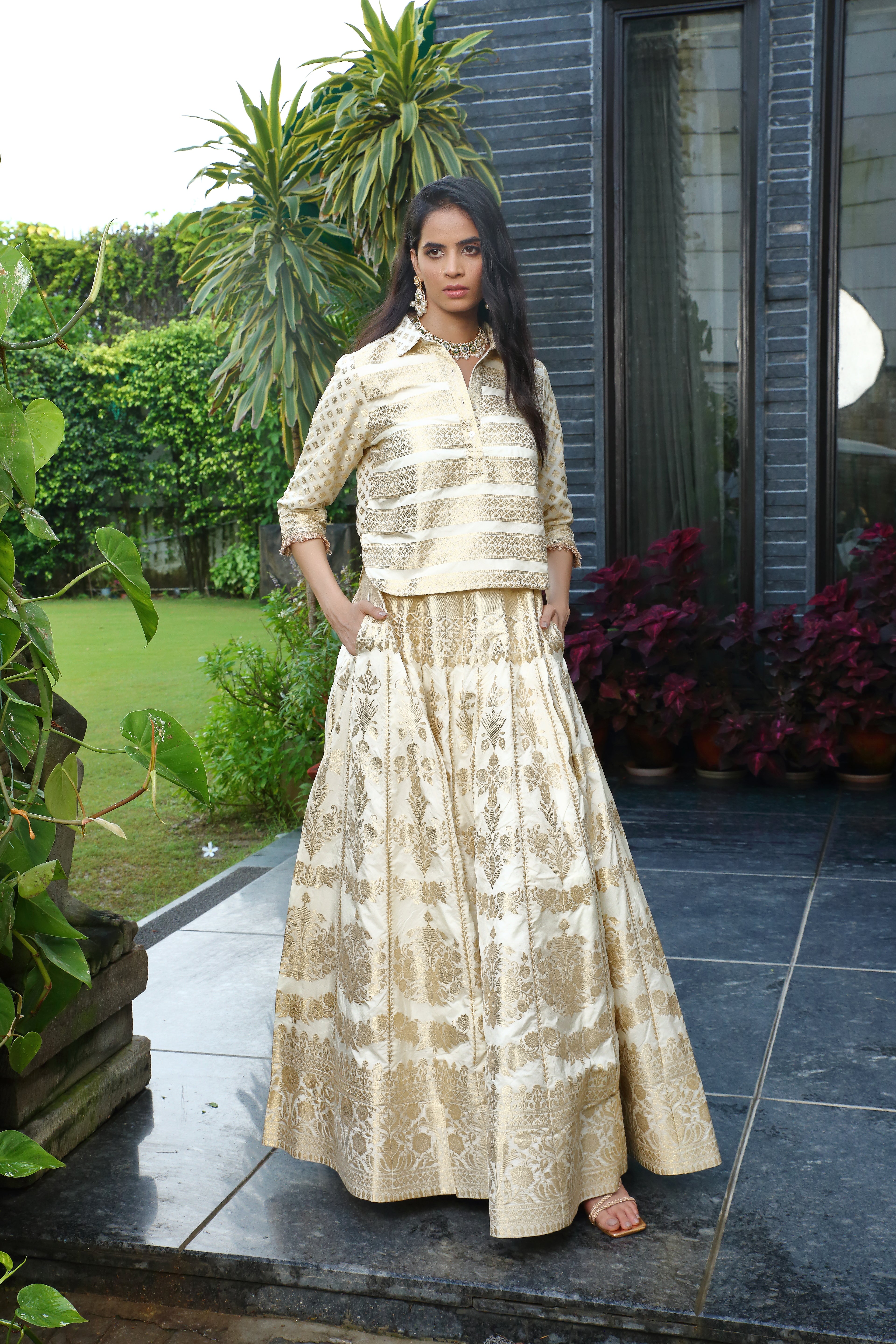 Ivory & Gold Niamat Ghaghra set