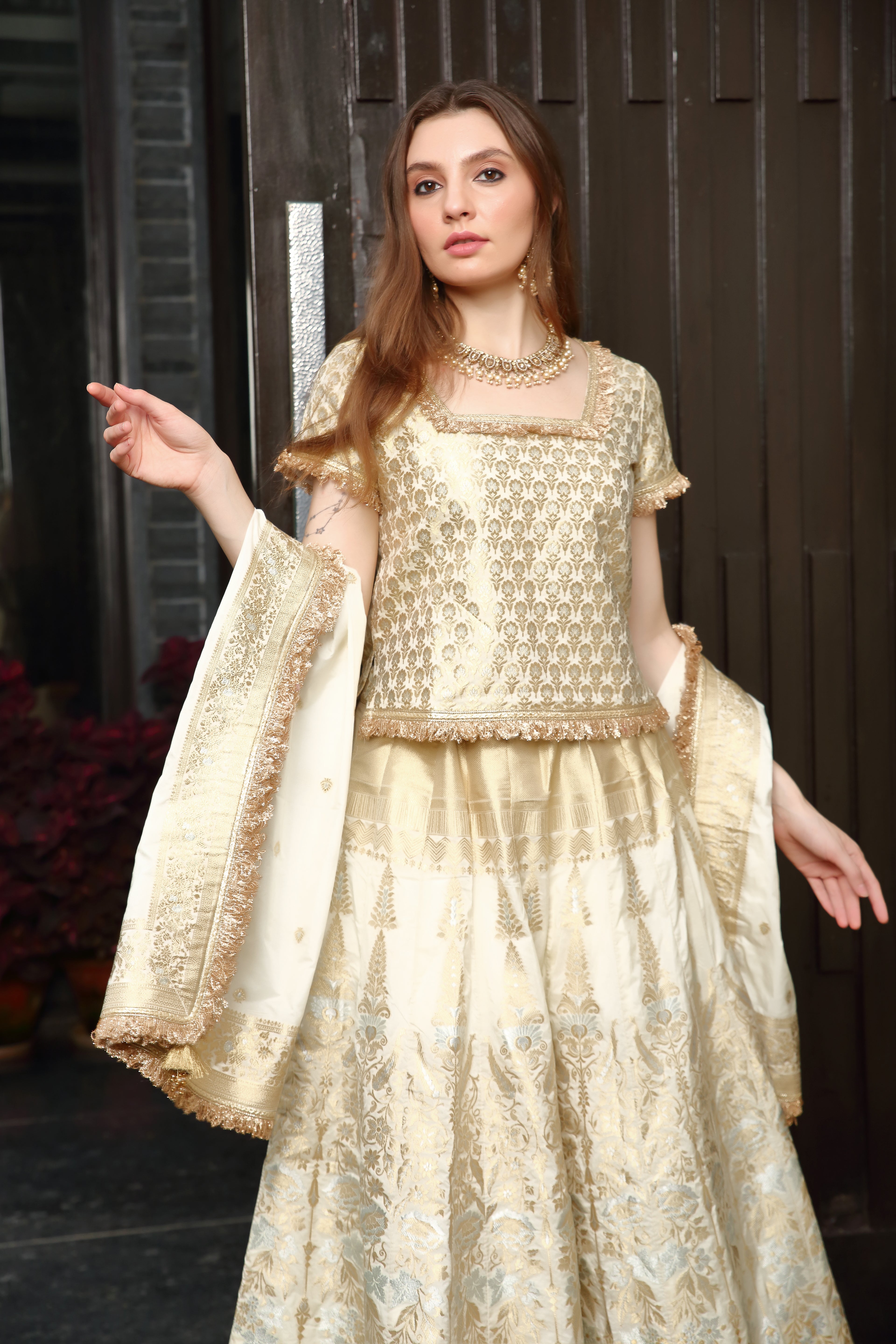Gold & Ivory Niamat Ghagra Set