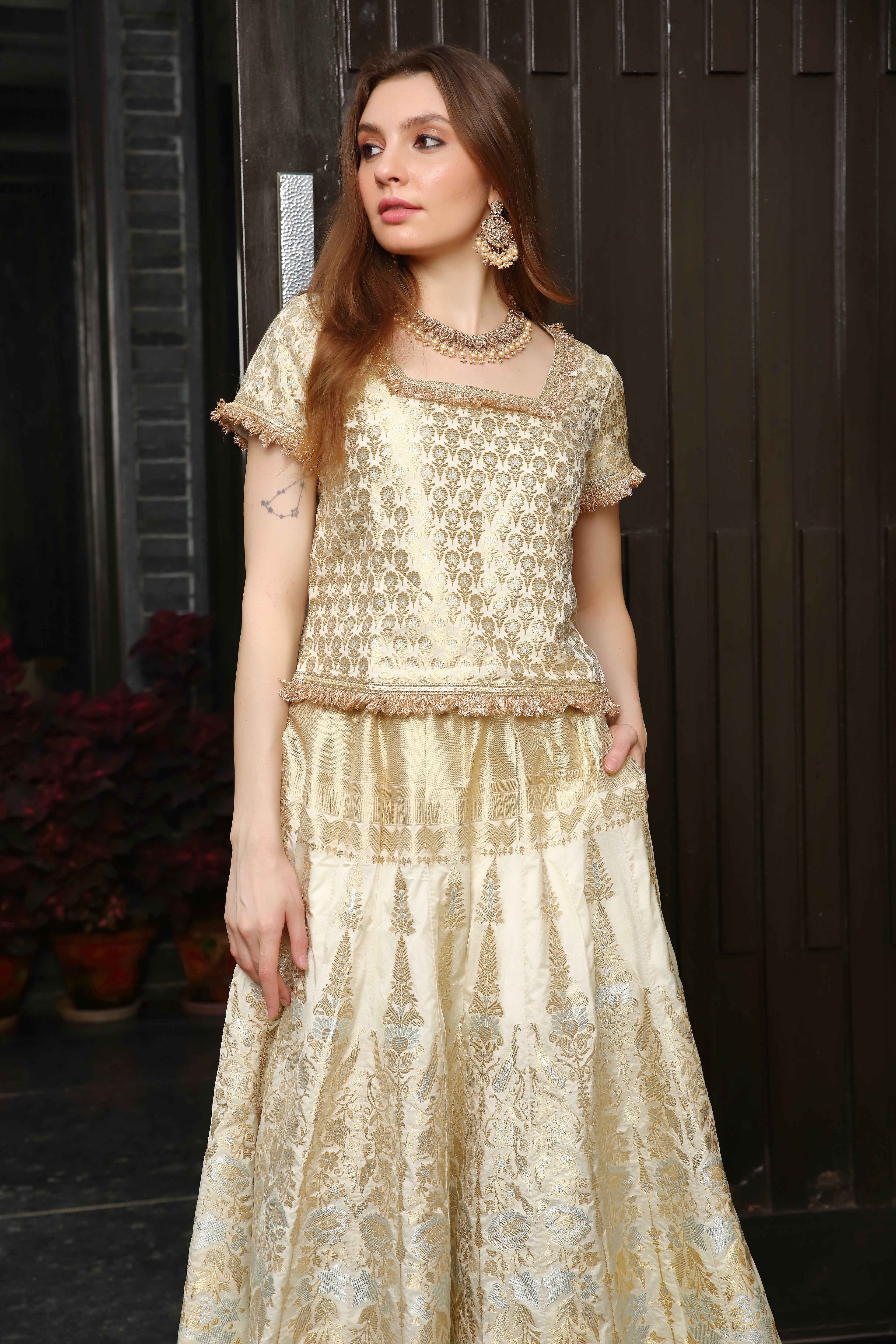 Gold & Ivory Niamat Ghagra Set
