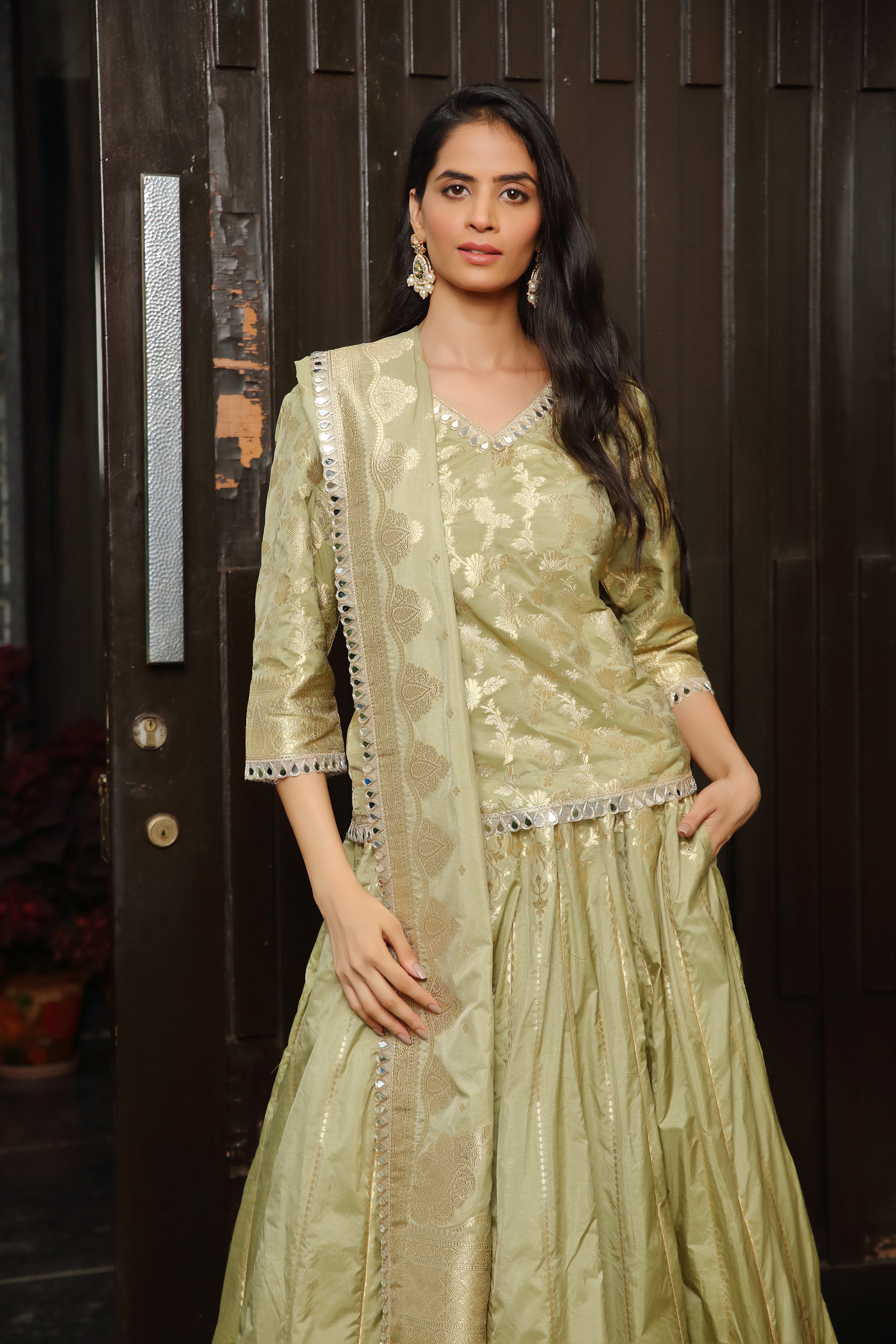 Sage & Gold Niamat Ghaghra Set