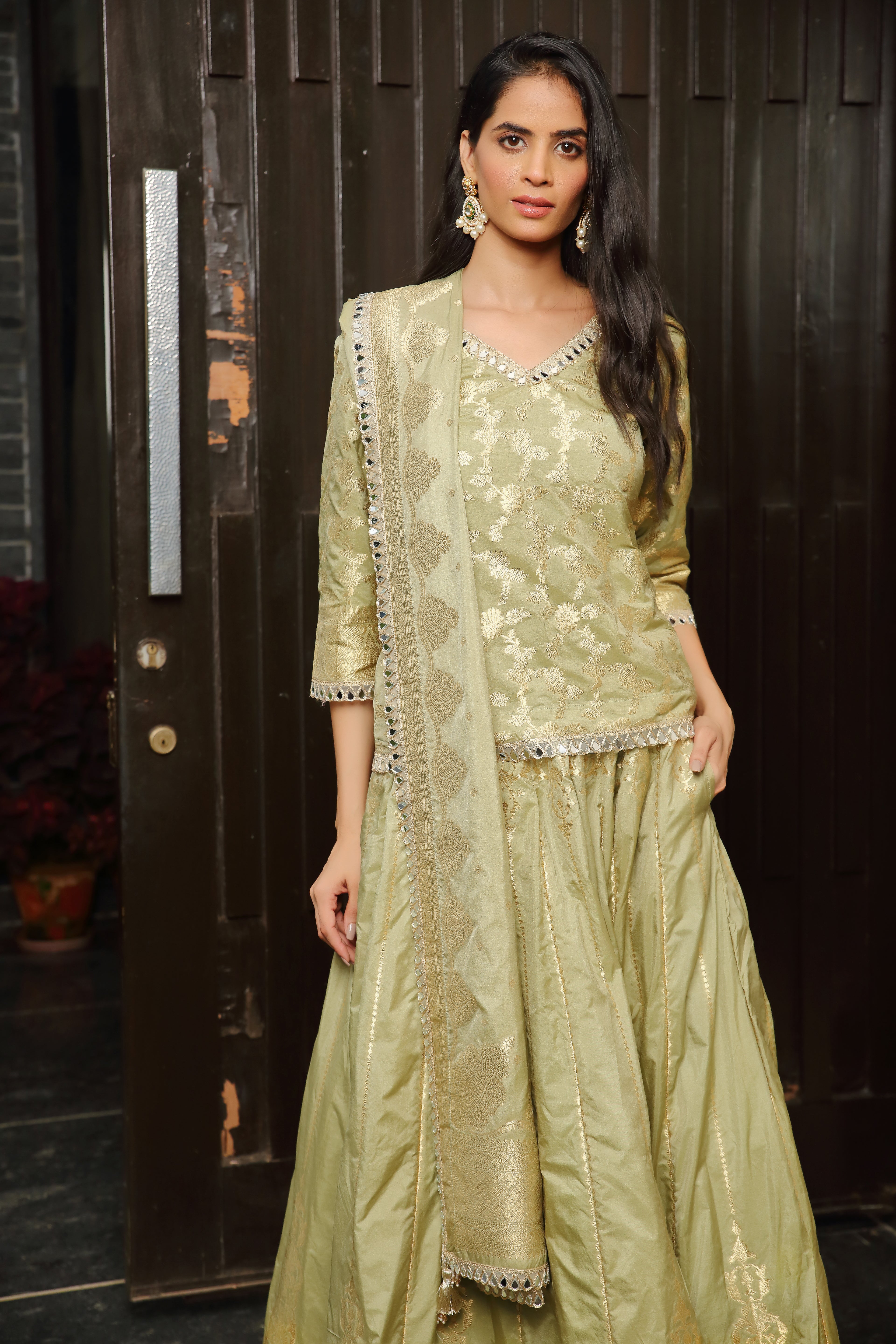 Sage & Gold Niamat Ghaghra Set