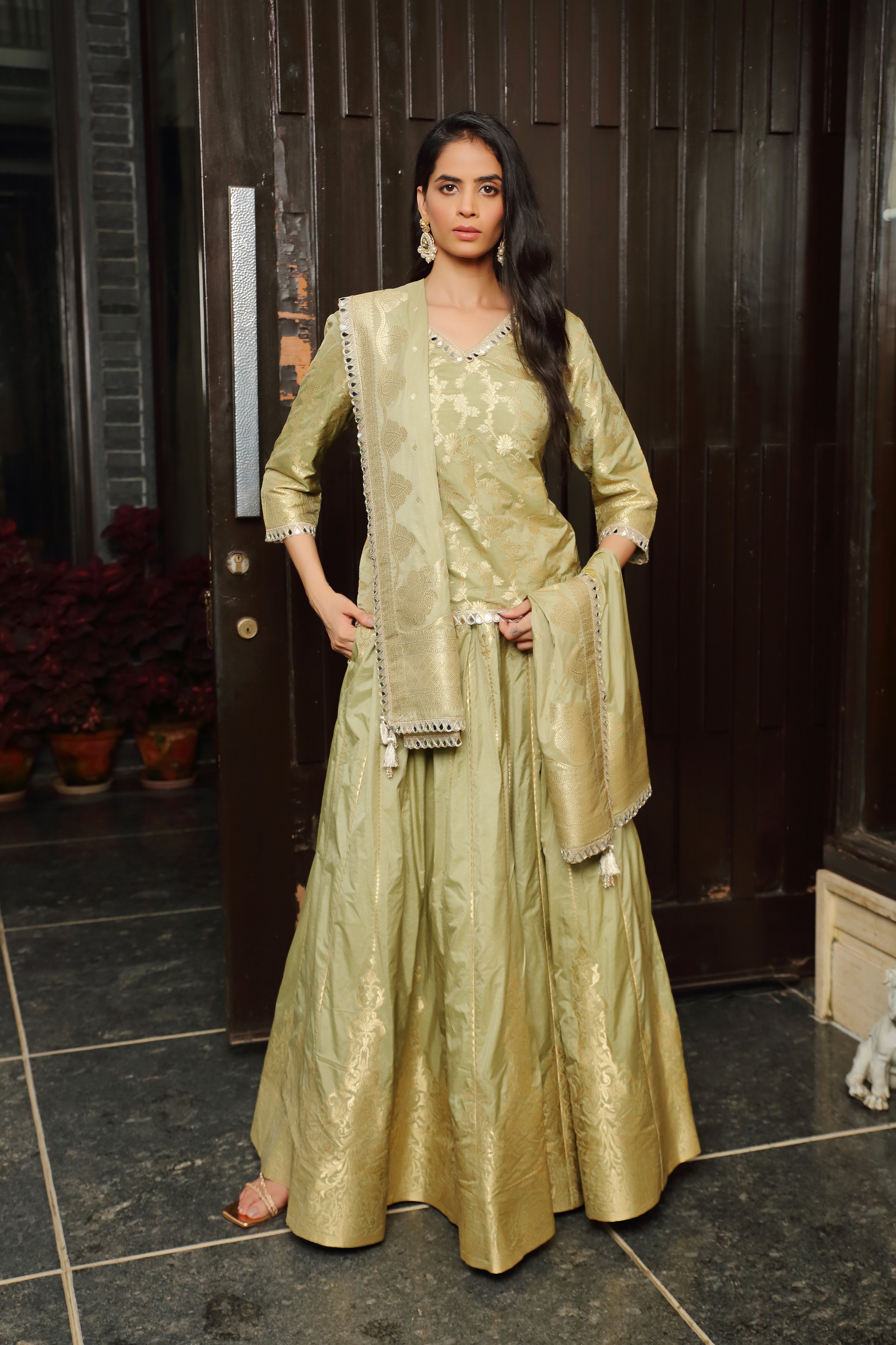 Sage & Gold Niamat Ghaghra Set