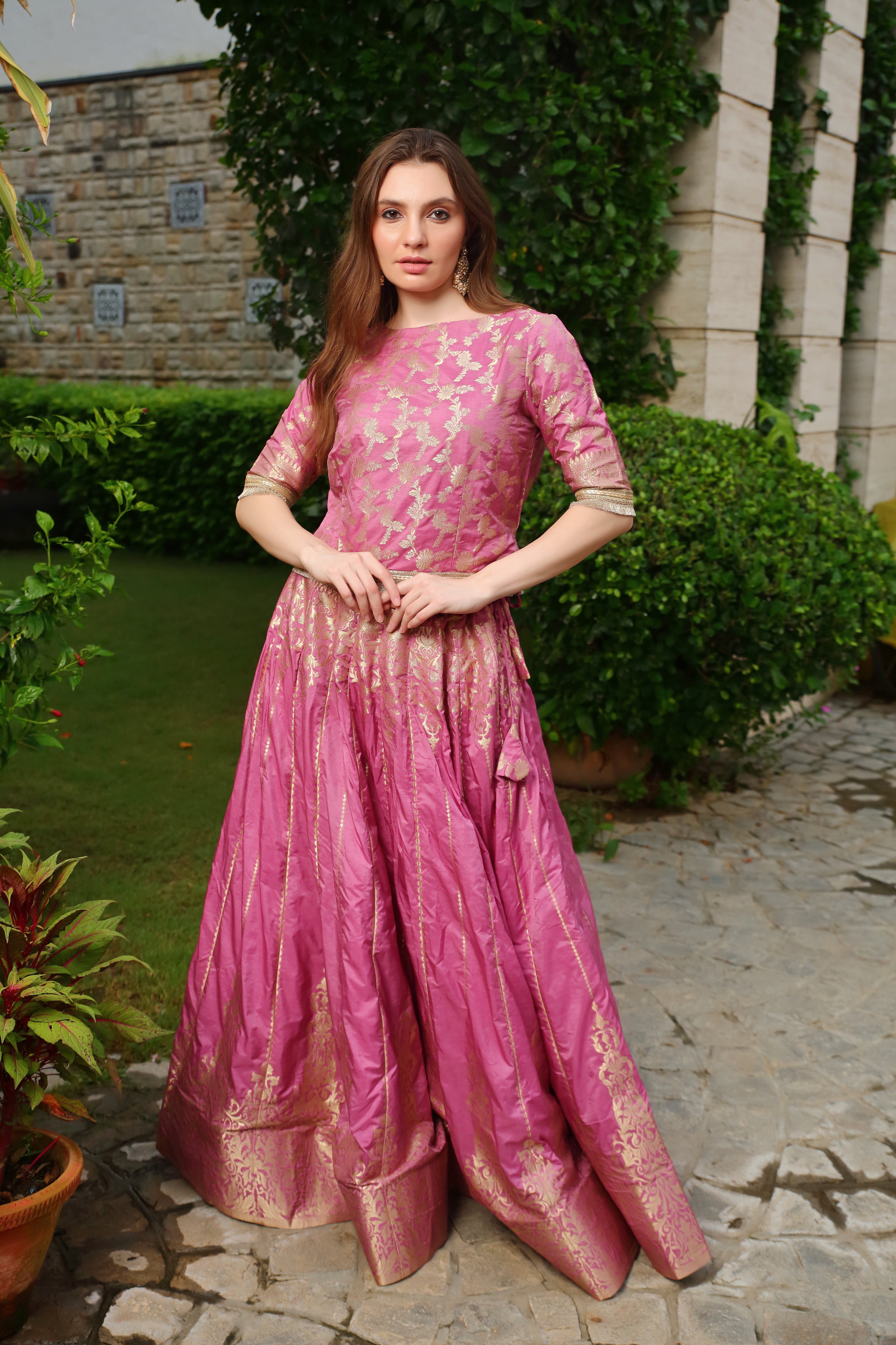 Purple & Gold Niamat Ghaghra set