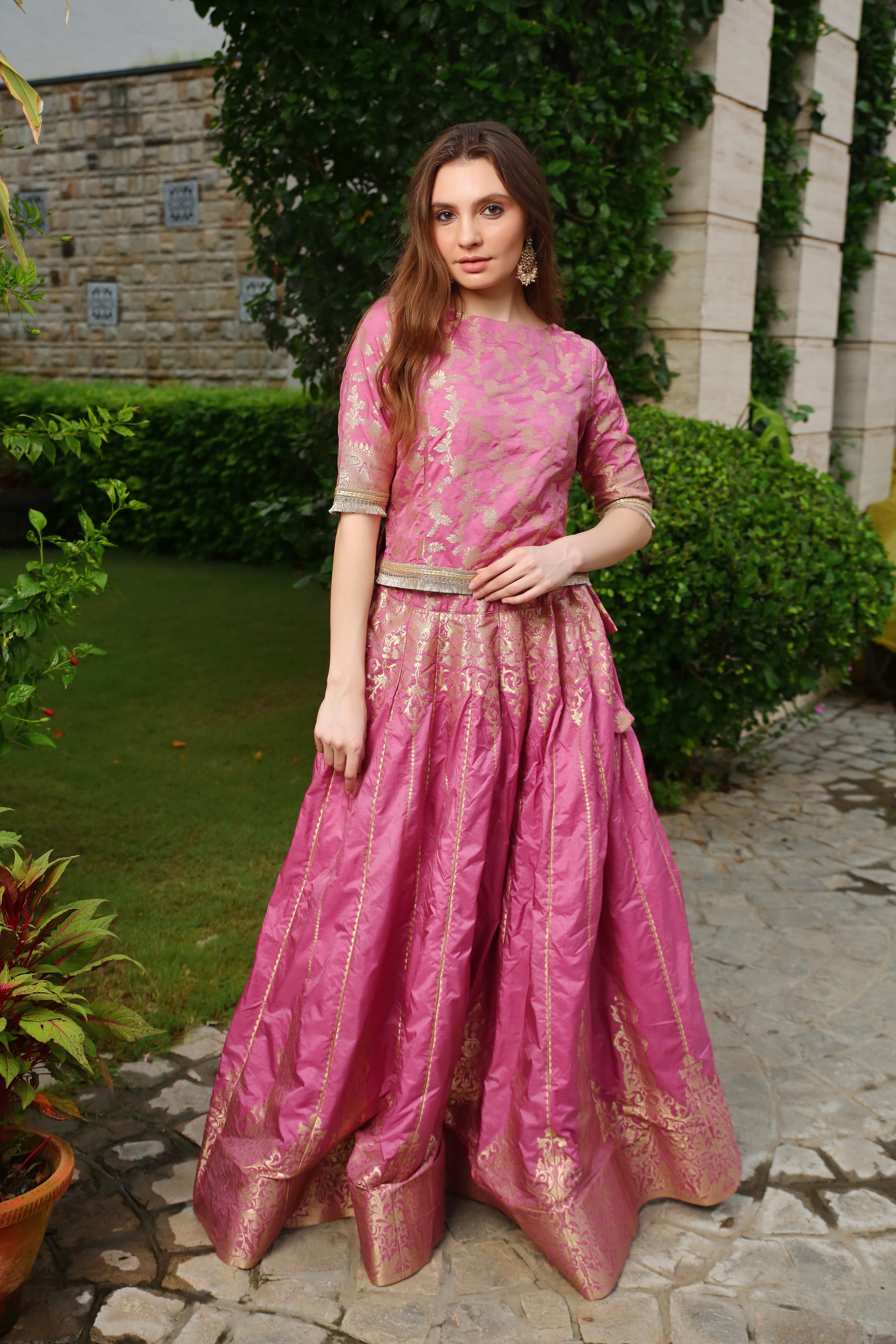 Purple & Gold Niamat Ghaghra set