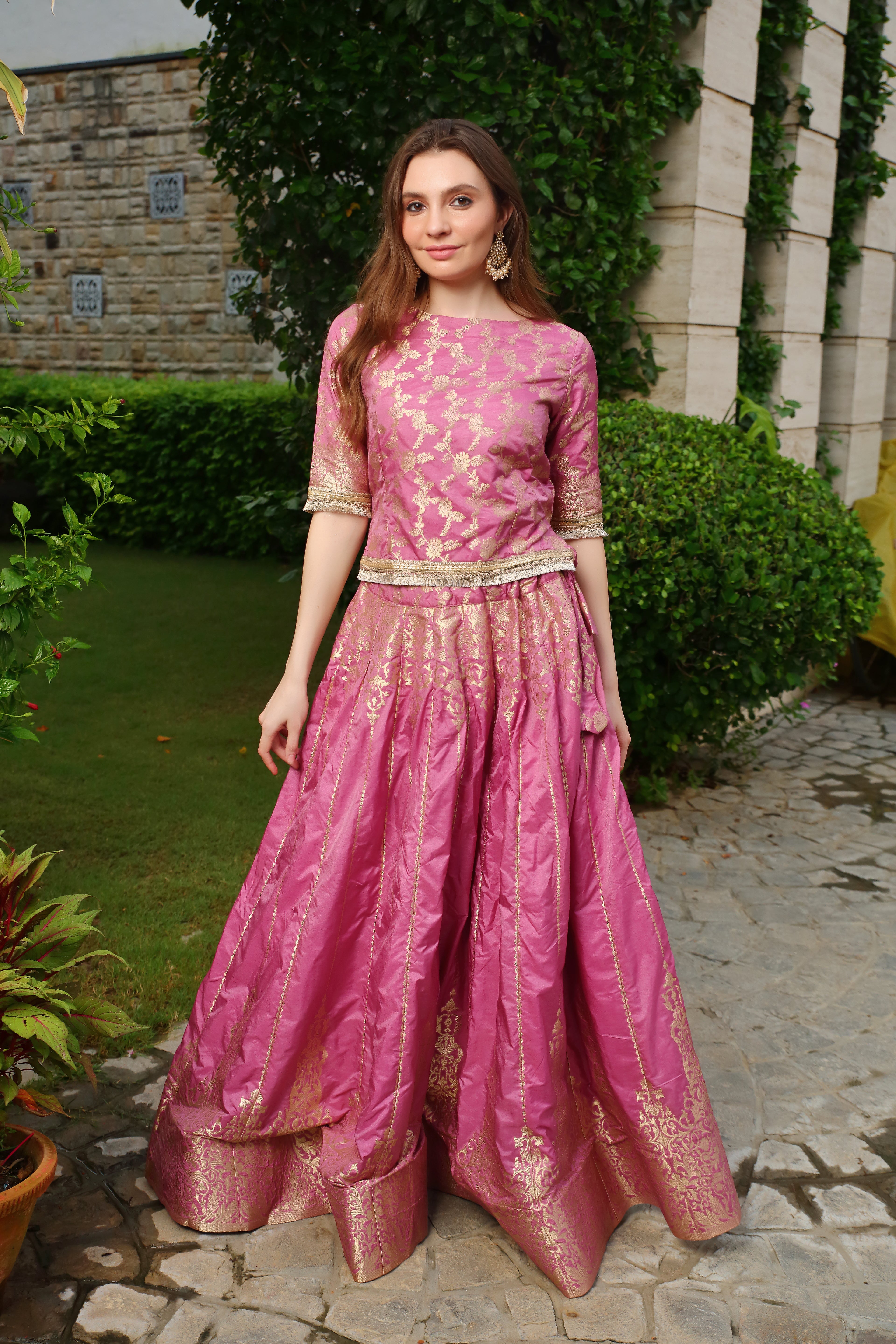 Purple & Gold Niamat Ghaghra set