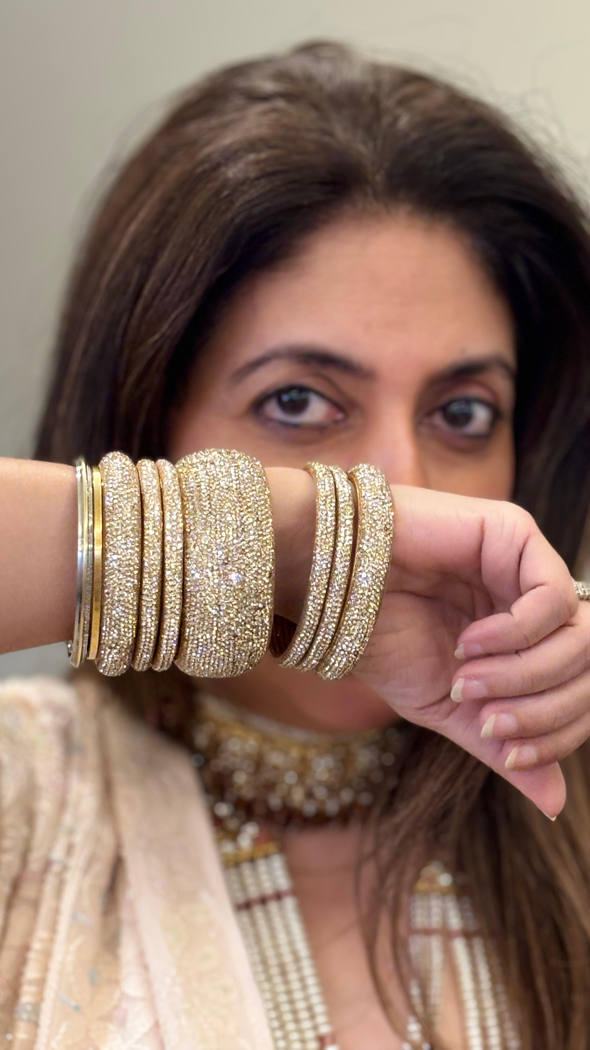 Golden Hyderabadi Traditional Bangles Set