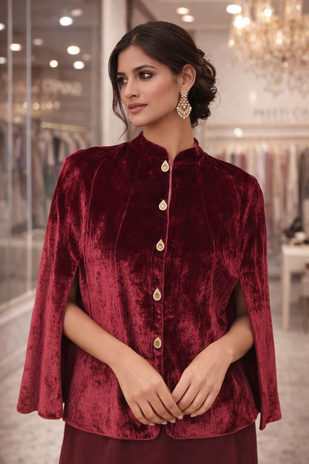 Velour velvet cape