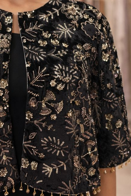 Black Velvet Embroidered cape