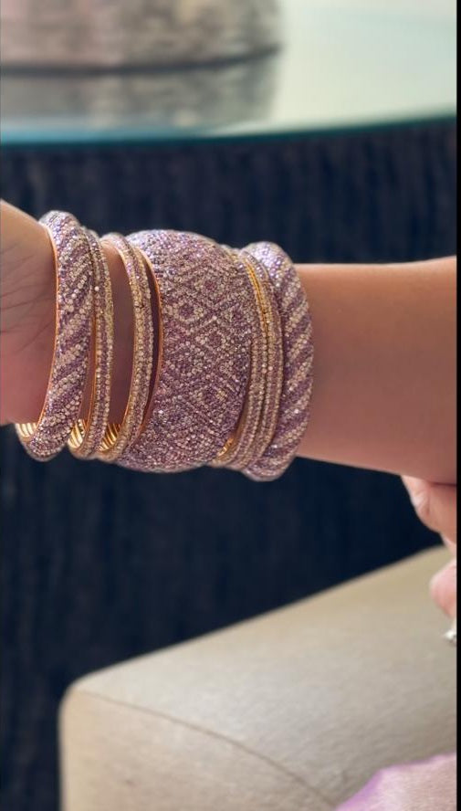 Lilac Hyderabadi Traditional Bangles Set