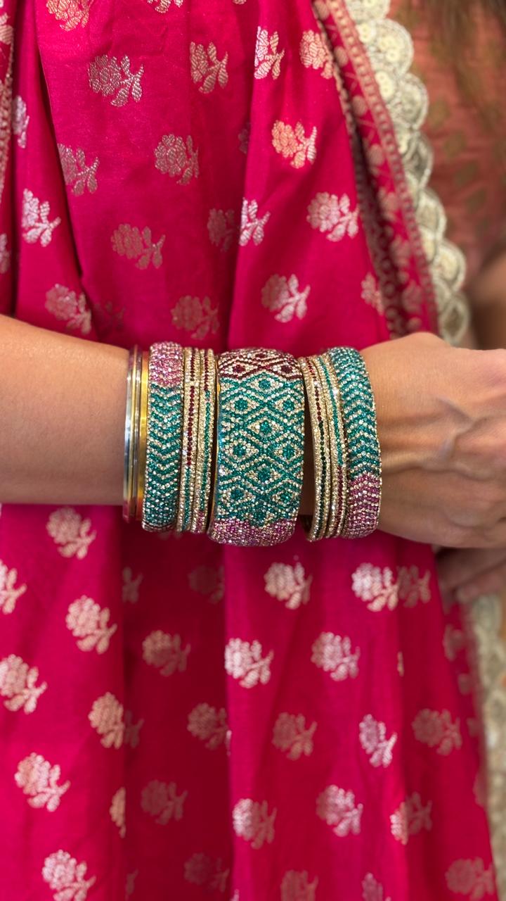 Multi-Coloured Hyderabadi Traditional Bangles Set