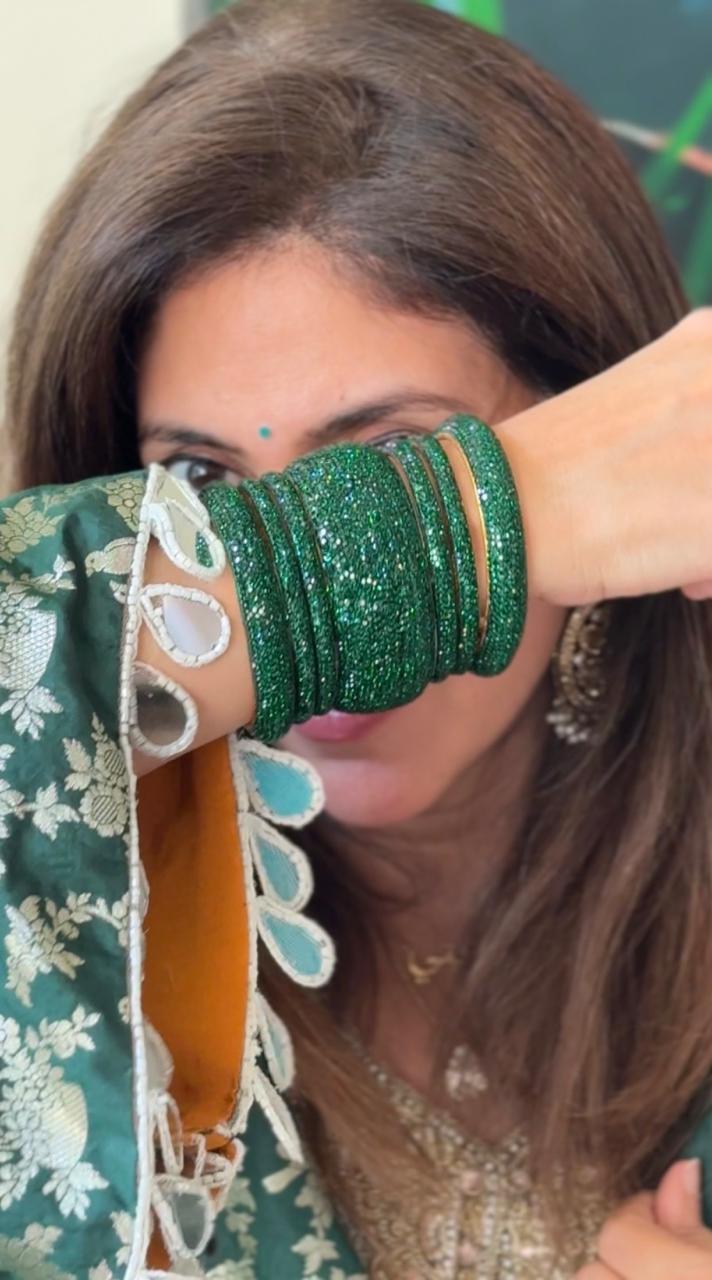 Emerald green Hyderabadi Traditional Bangles Set