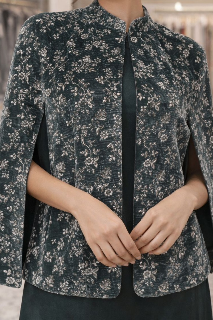 Achkaan velvet cape