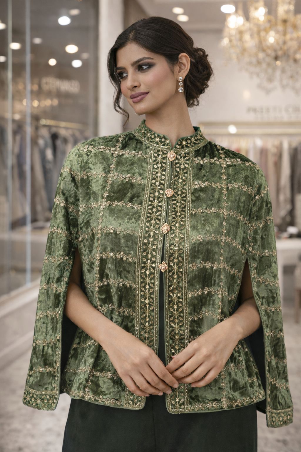Darbar velvet cape