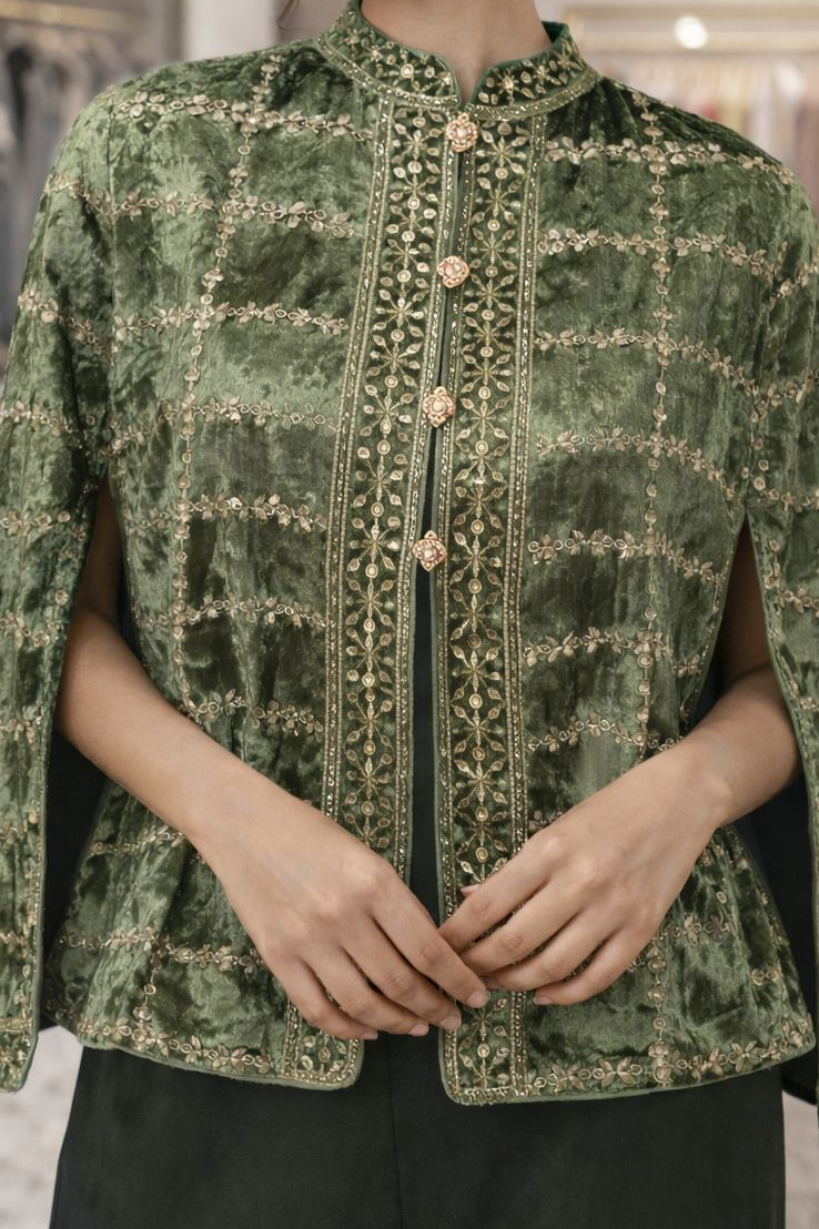Darbar velvet cape