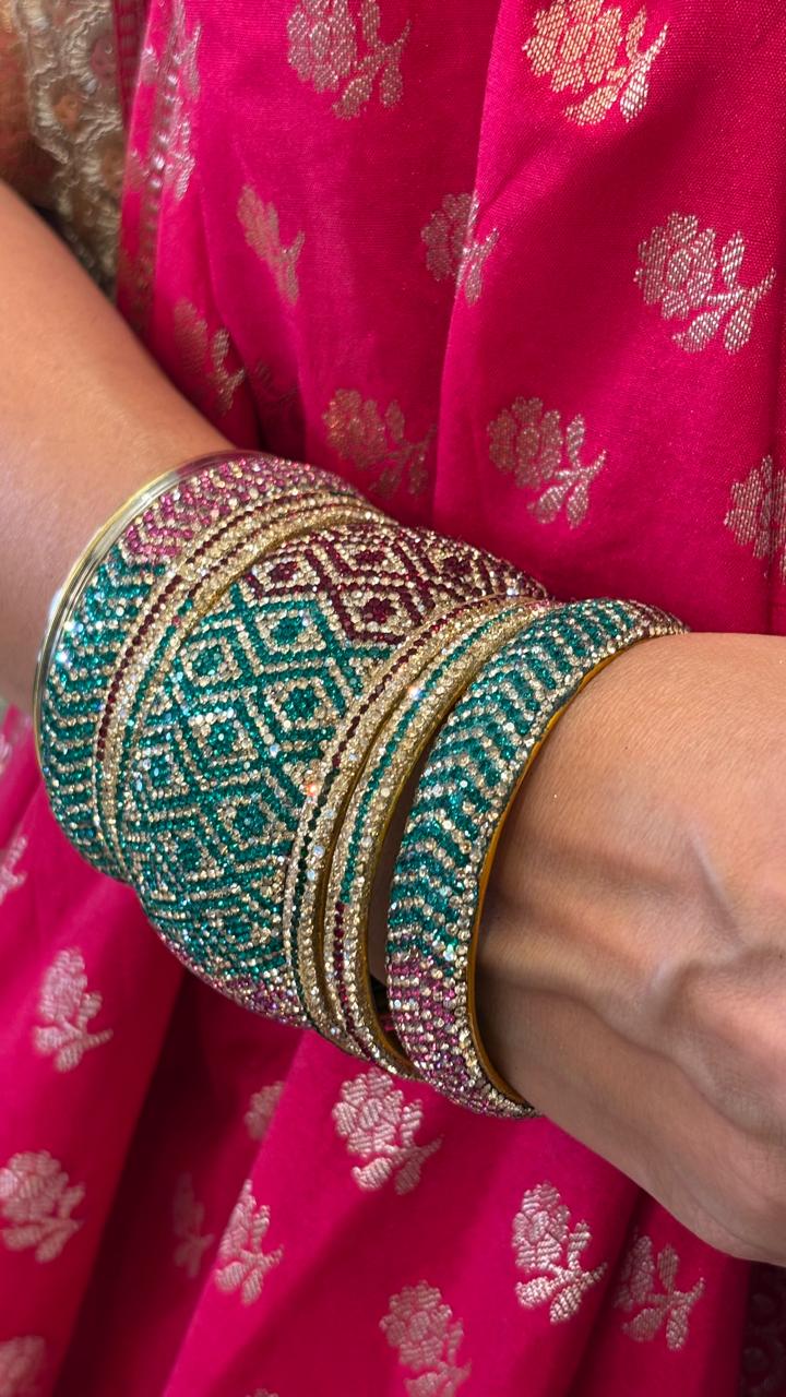 Multi-Coloured Hyderabadi Traditional Bangles Set