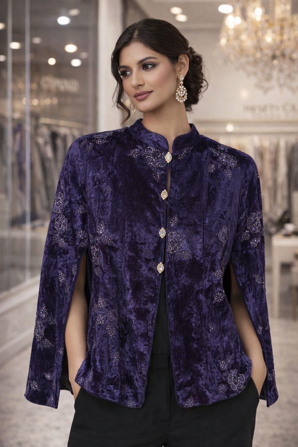 Amethyst velvet cape