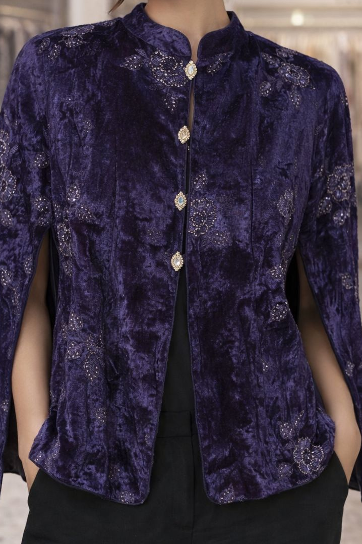 Amethyst velvet cape